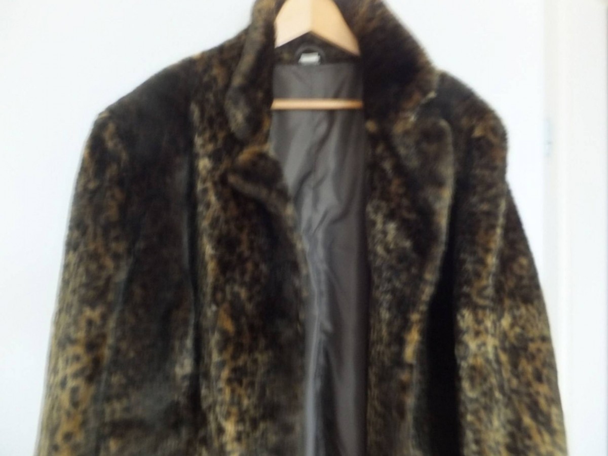 Vintage - faux fur leopard baby cat pattern coat size 50 52 - 6