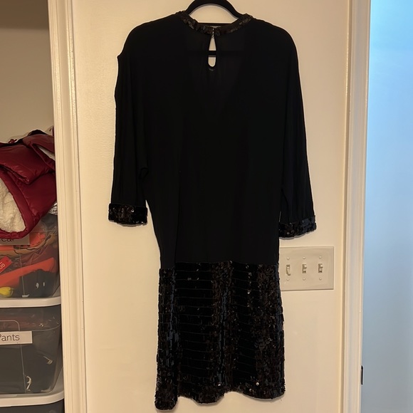 Marc Bouwer GlamIt! Black Sequin Embellished Blouson Dolman Sleeve Dress - 3