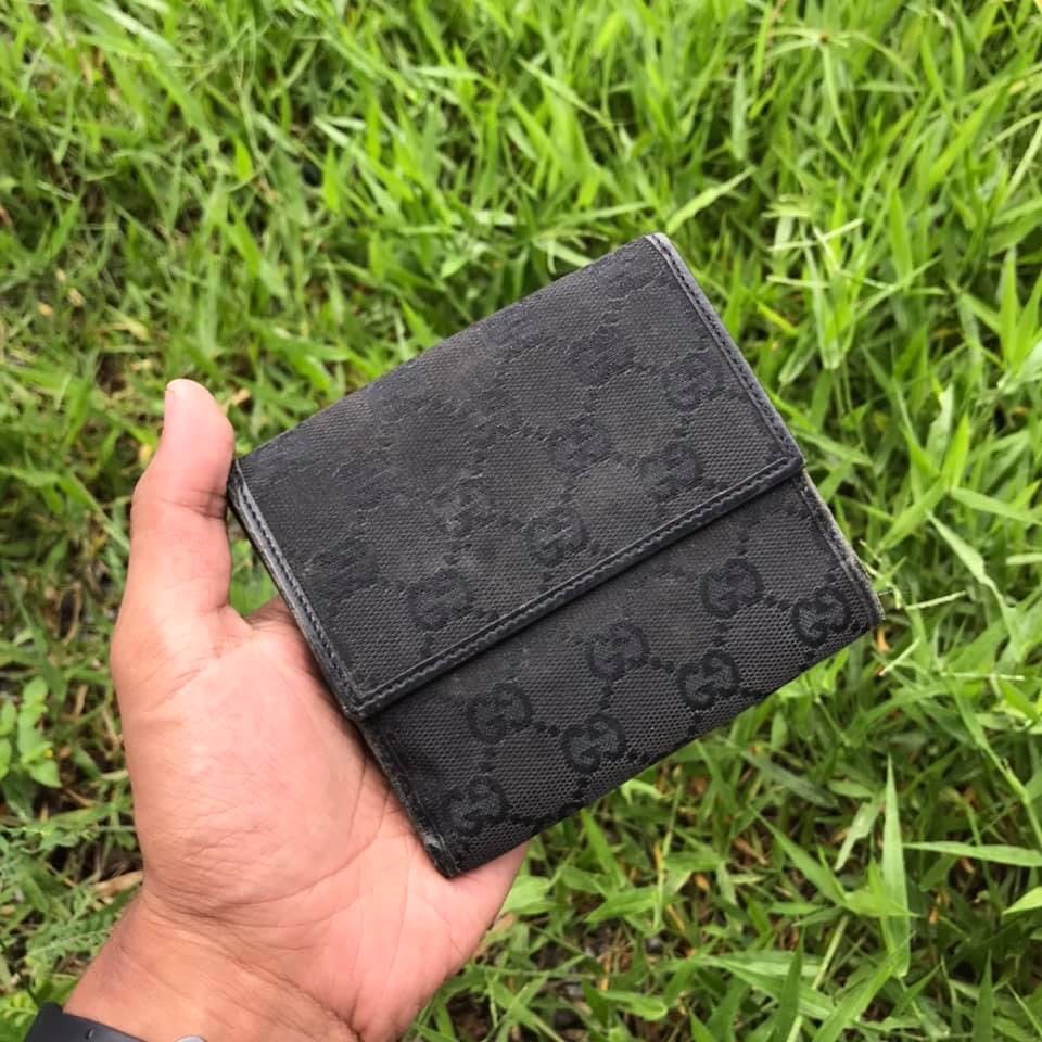 Vintage Gucci Black Monogram Clipper Wallet - 3