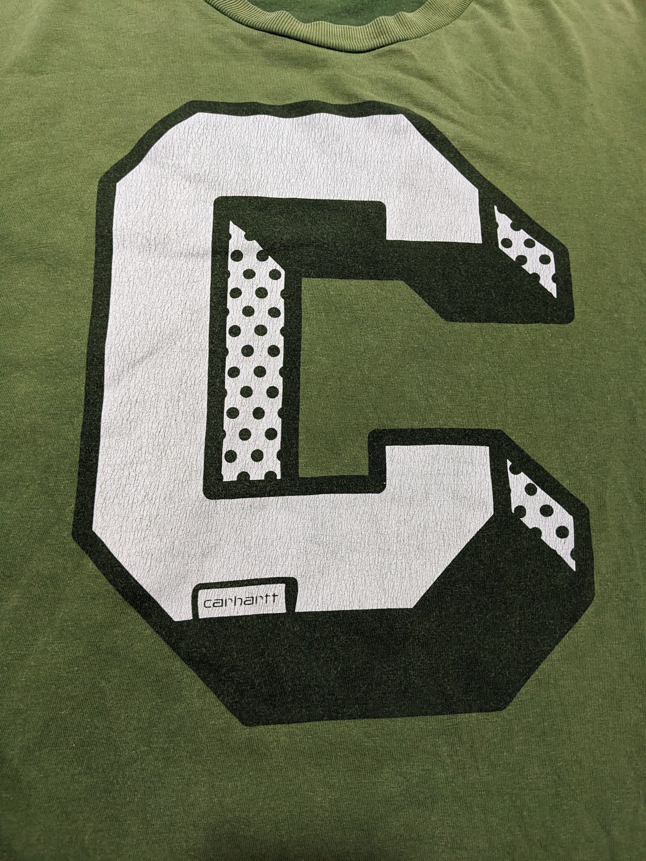 Vintage Sunfaded Carhartt Wip Logo Graphic Green T-Shirt - 3