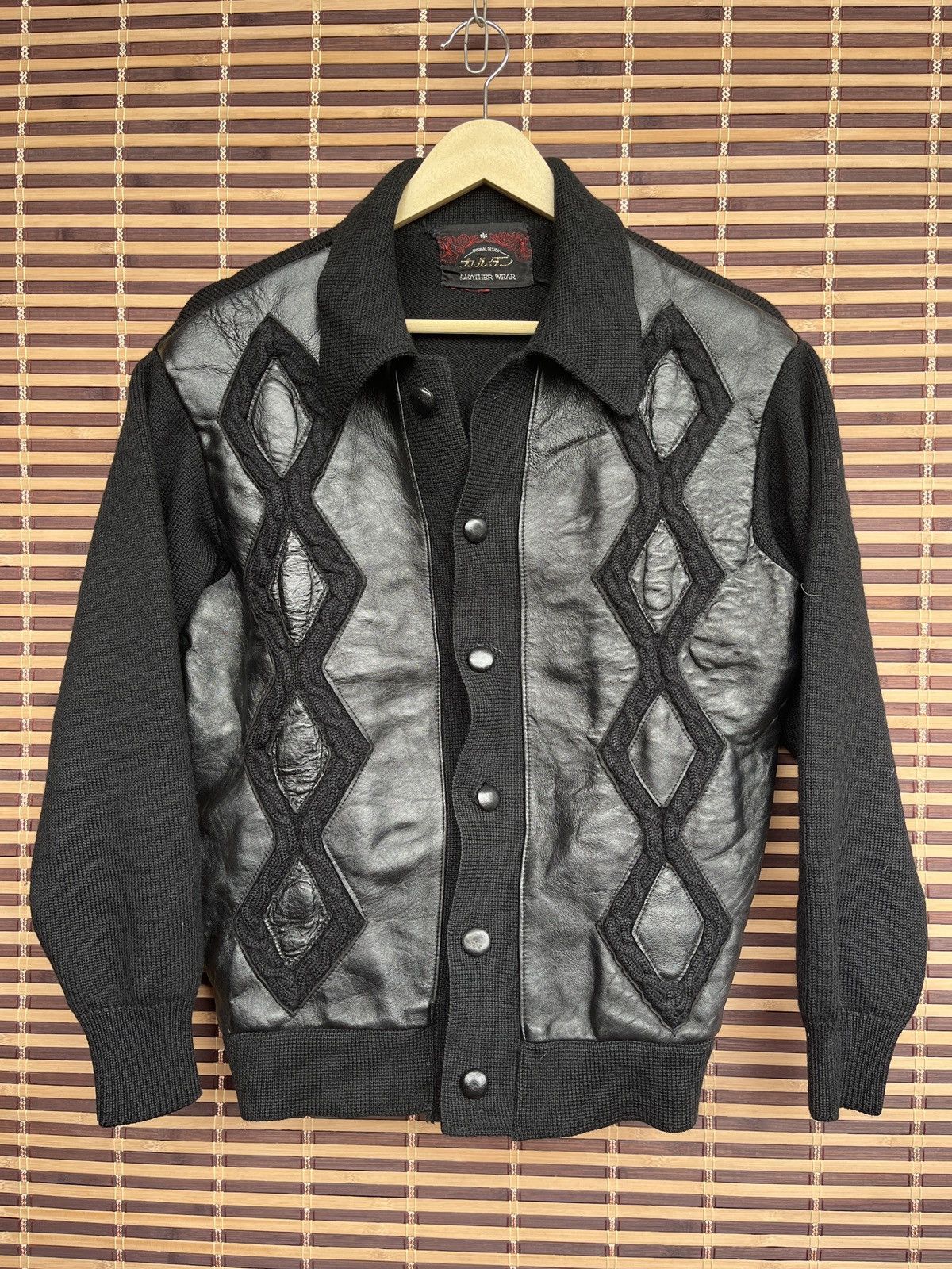 Vintage - Knitwear Leather Sweater Jacket Japan - 18