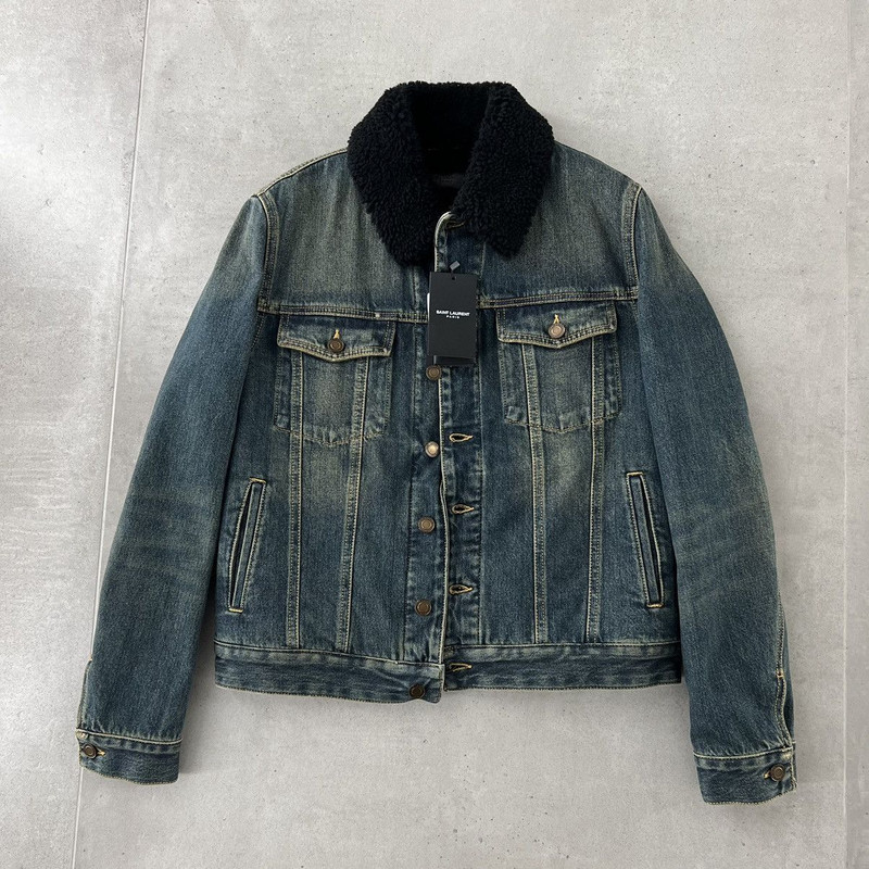 Saint Laurent Shearling Denim Jacket in Medium - 1