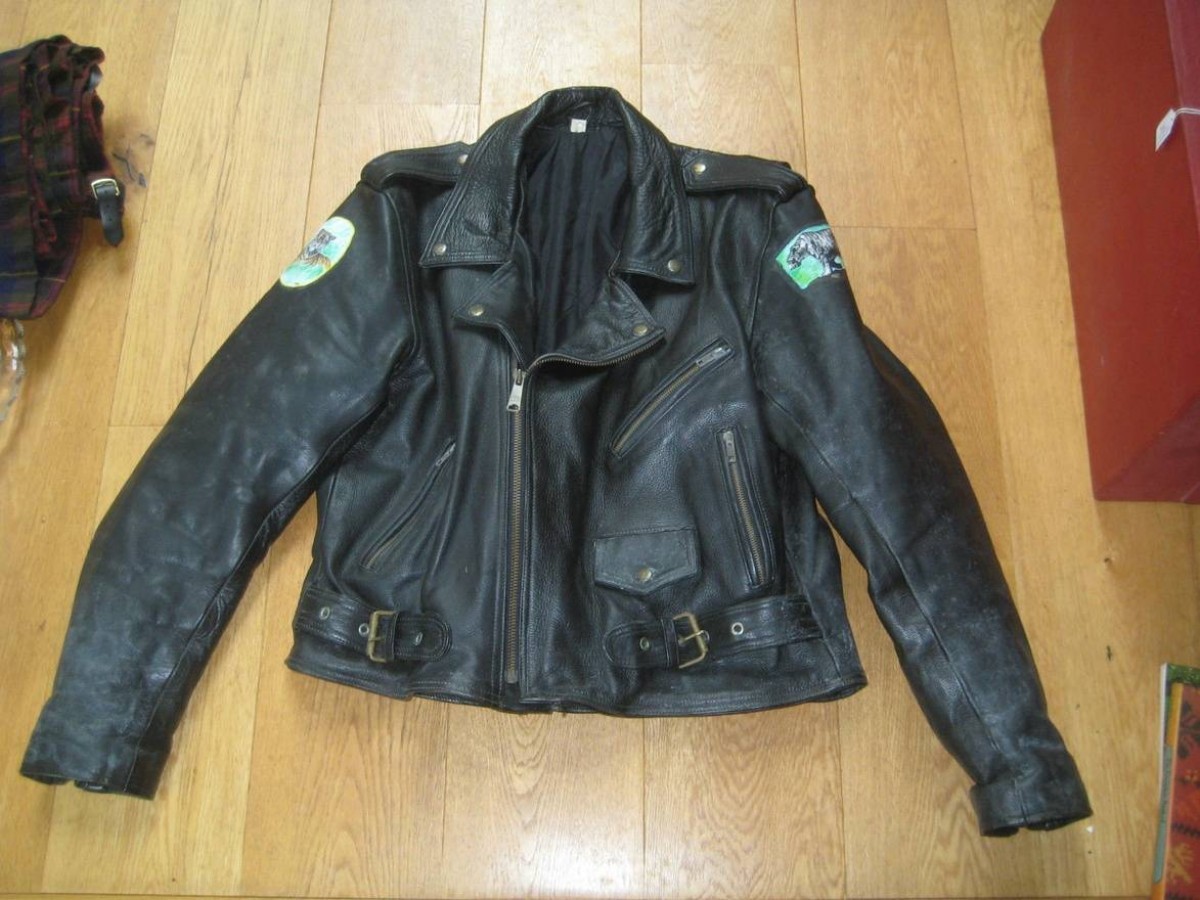 Vintage - Hand Painted Motorcycle Perfecto Biker - 3