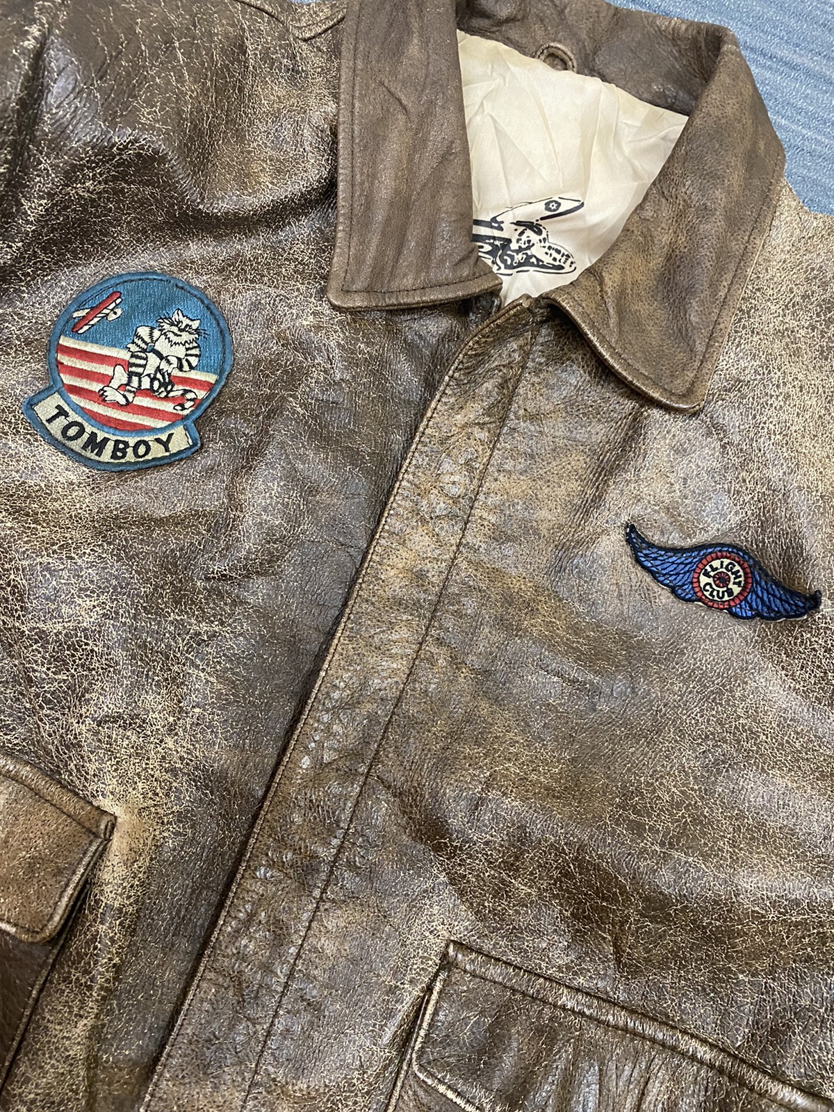 Vintage - VTG FLIGHT CLUB AVIATOR LEATHER JACKET PATCH TOMBOY VOYAGER - 5