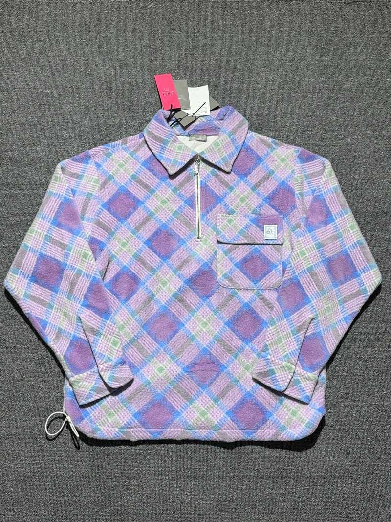 Dior Purple Houndstooth Long Sleeve Quarter Zip Sweater - 1