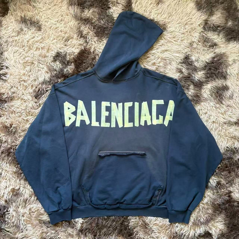 Balenciaga Tape type ripped pocket hoodie - 1