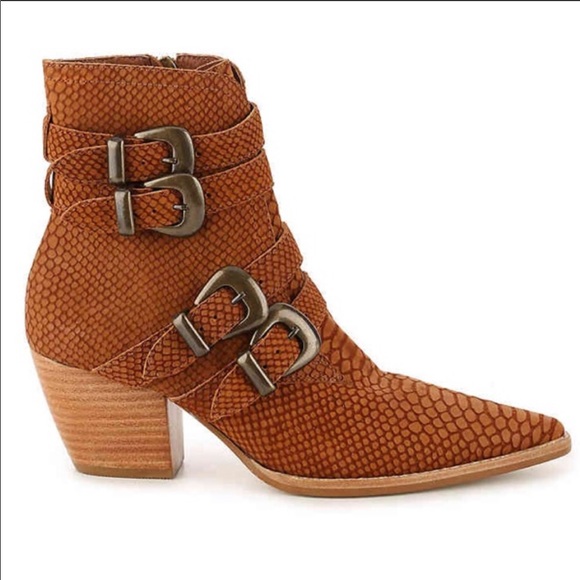 Matisse Harvey Snake Embossed Buckle Boot in Tan - 10