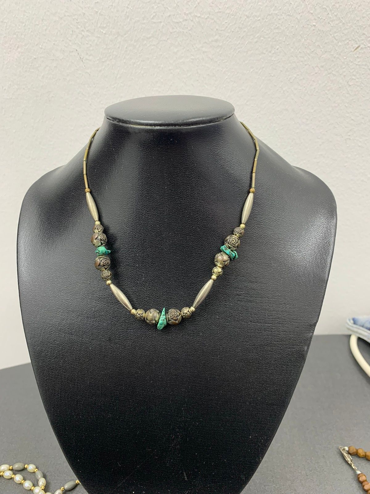 Vintage Silver Turquoise Native Necklace - 1