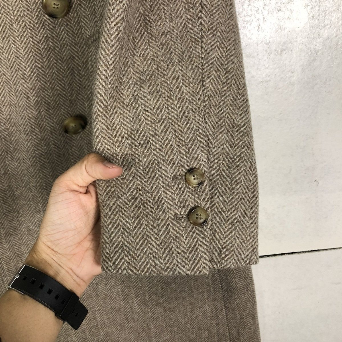 Vintage - 🔥RICH BROWN WOOL HERRINGBONE LONG JACKET ISSEY MIYAKE - 16