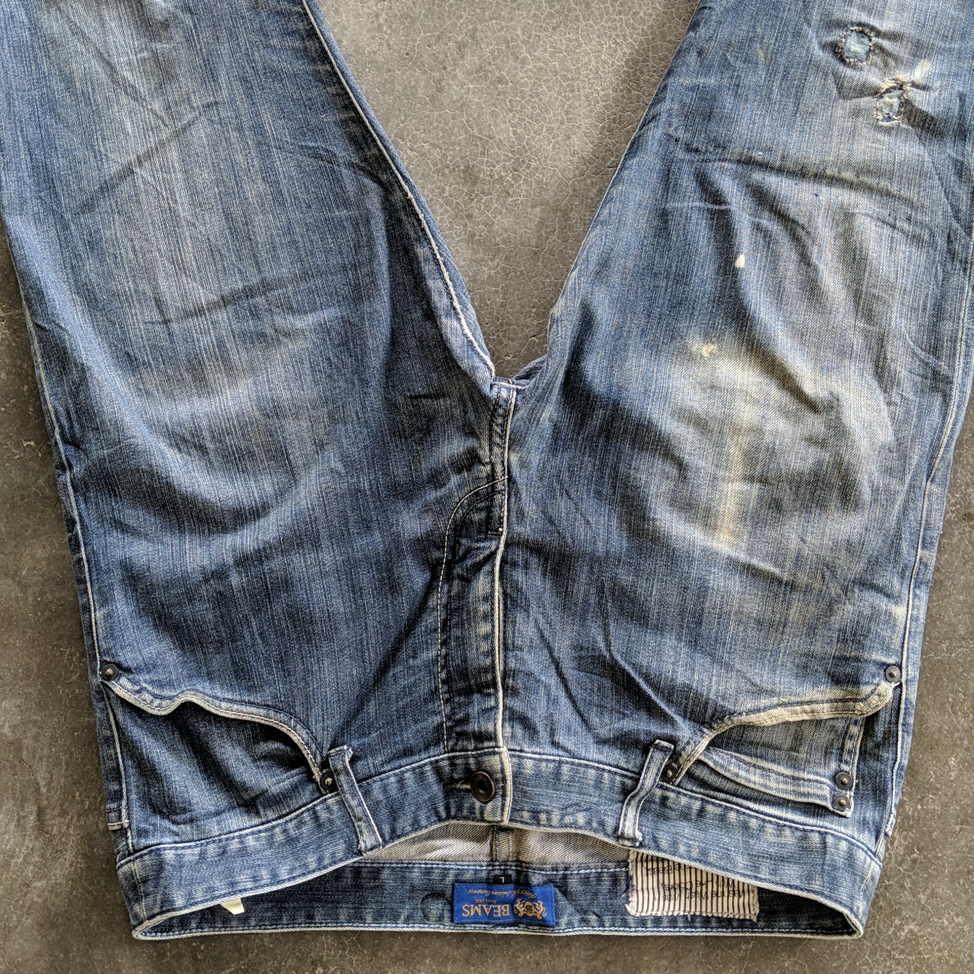 Vintage Beams Distressed Faded Denim Jeans Pants W34 - 2