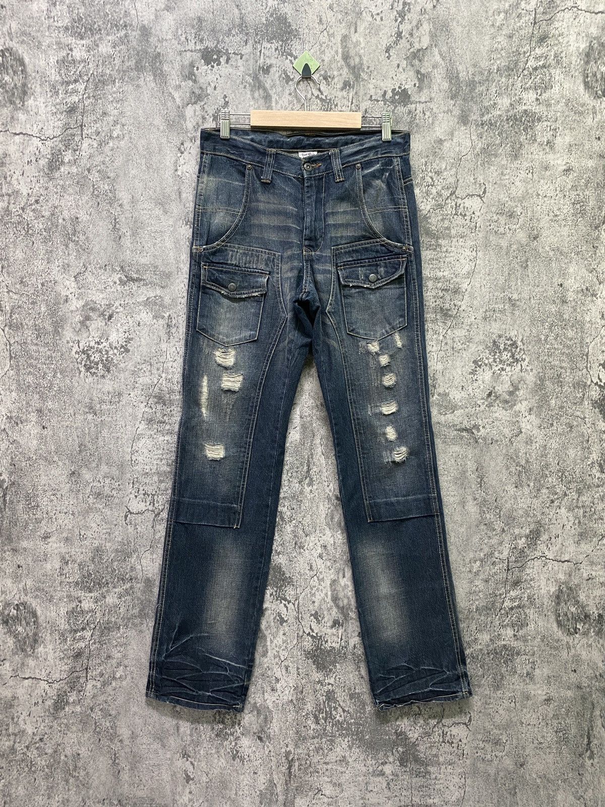 Vintage - Free Gate Distressed Denim Double Knee Bush Pant - 1