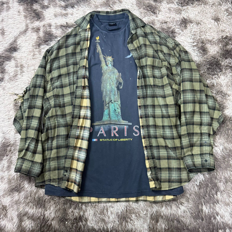 Balenciaga 24FW Double Layer Statue Of Liberty Print Shirt - 1