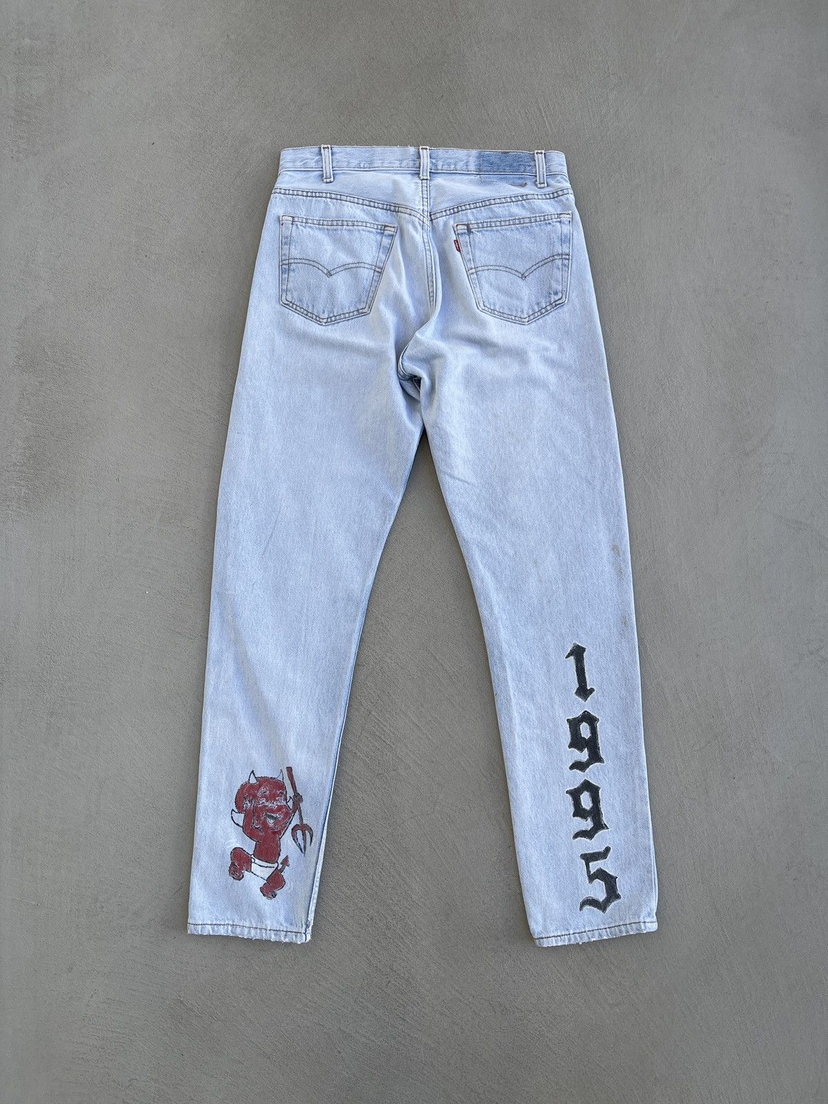 Vintage 1990s Levi's 1995 Baby Devil Paint 501 Denim Jeans - 1