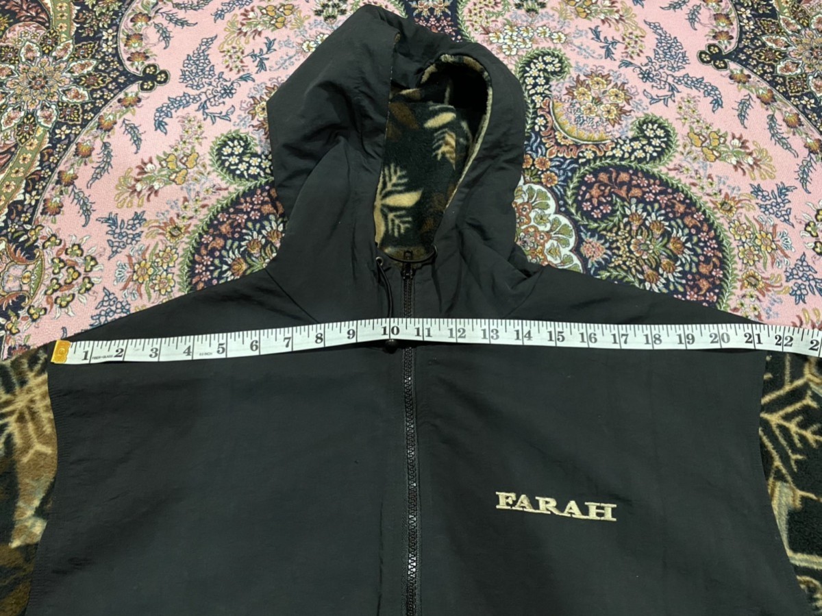 Vintage - FARAH Half Zipped Fleece Nylon Hoodie Jacket - 14