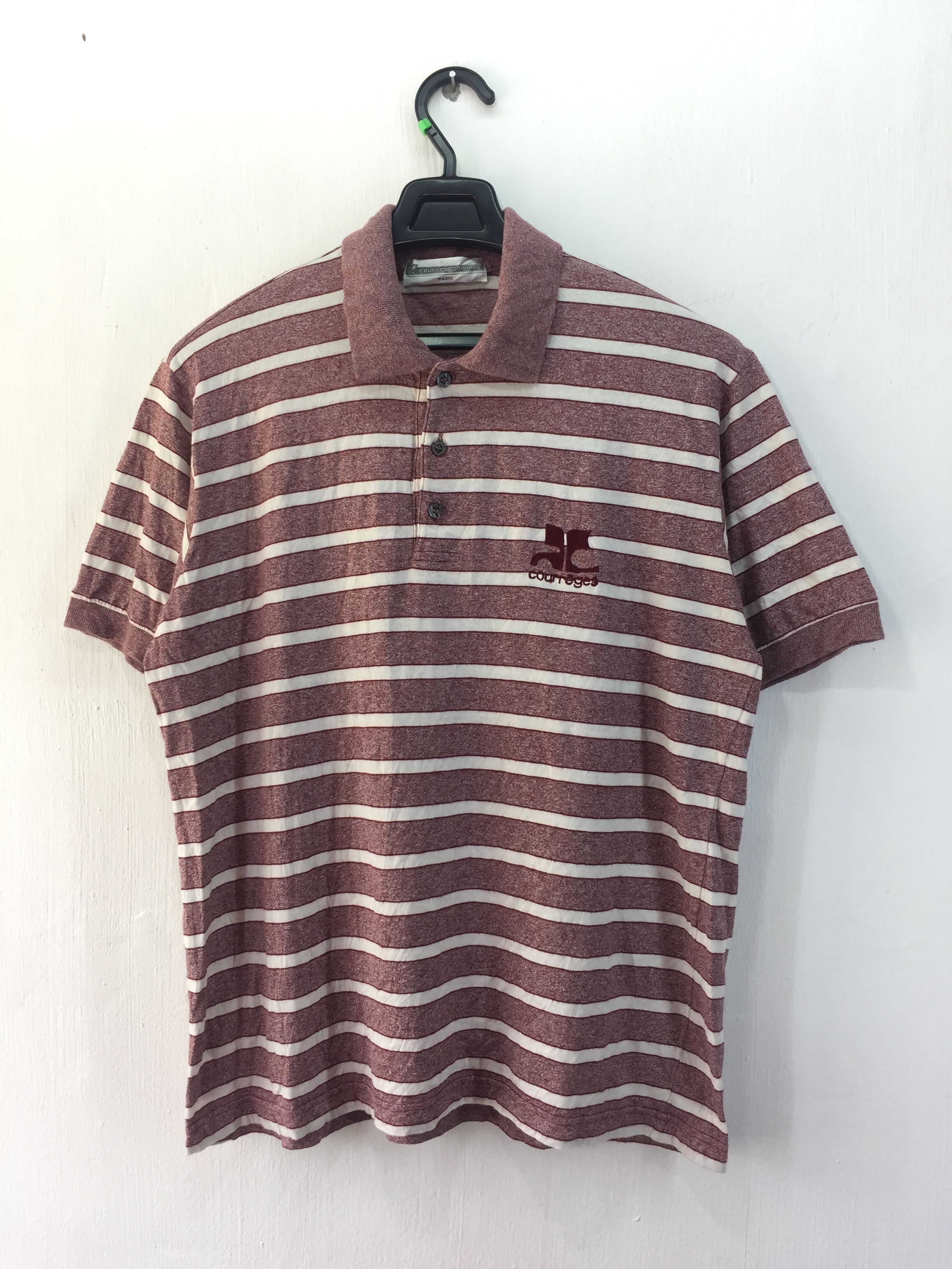 COURREGES HOMME PARIS POLO STRIPE SHIRT MADE IN ITALY - 1