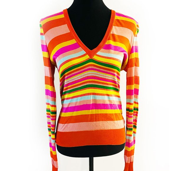 Dolce & Gabbana Colorful Rainbow Striped  V-neck top - 4
