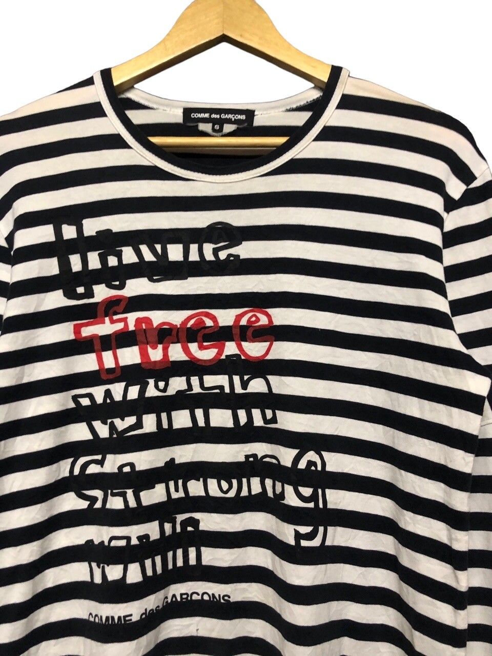 Rare🔥Cdg Poem *Live Free With Strong Wili*Striped Tee - 4