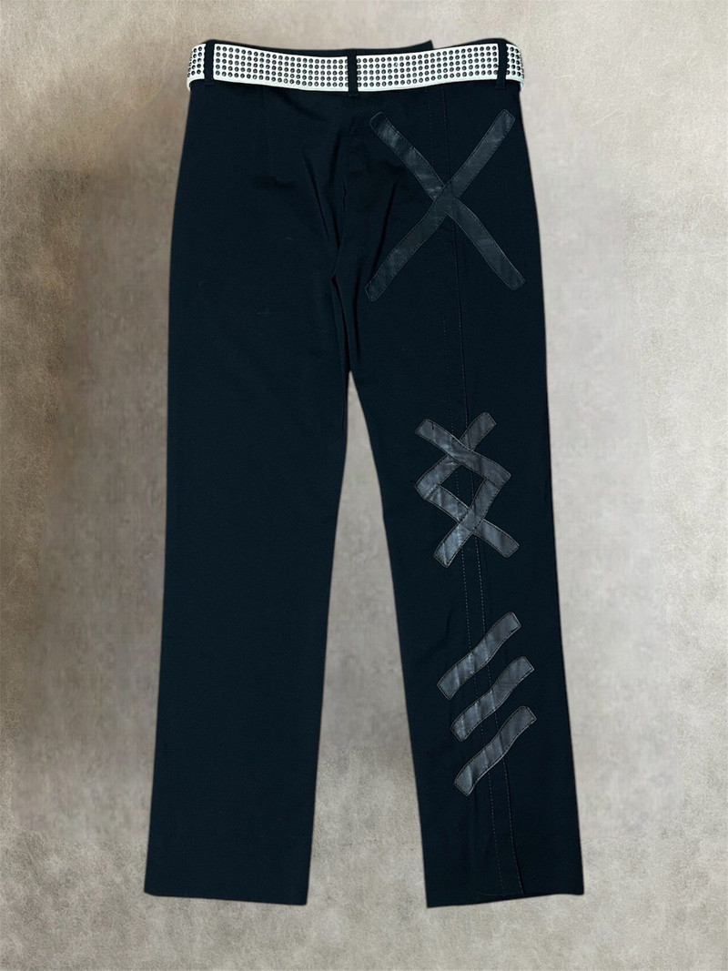 Ss2003 Dirk Bikkembergs wool leather patch trousers - 1