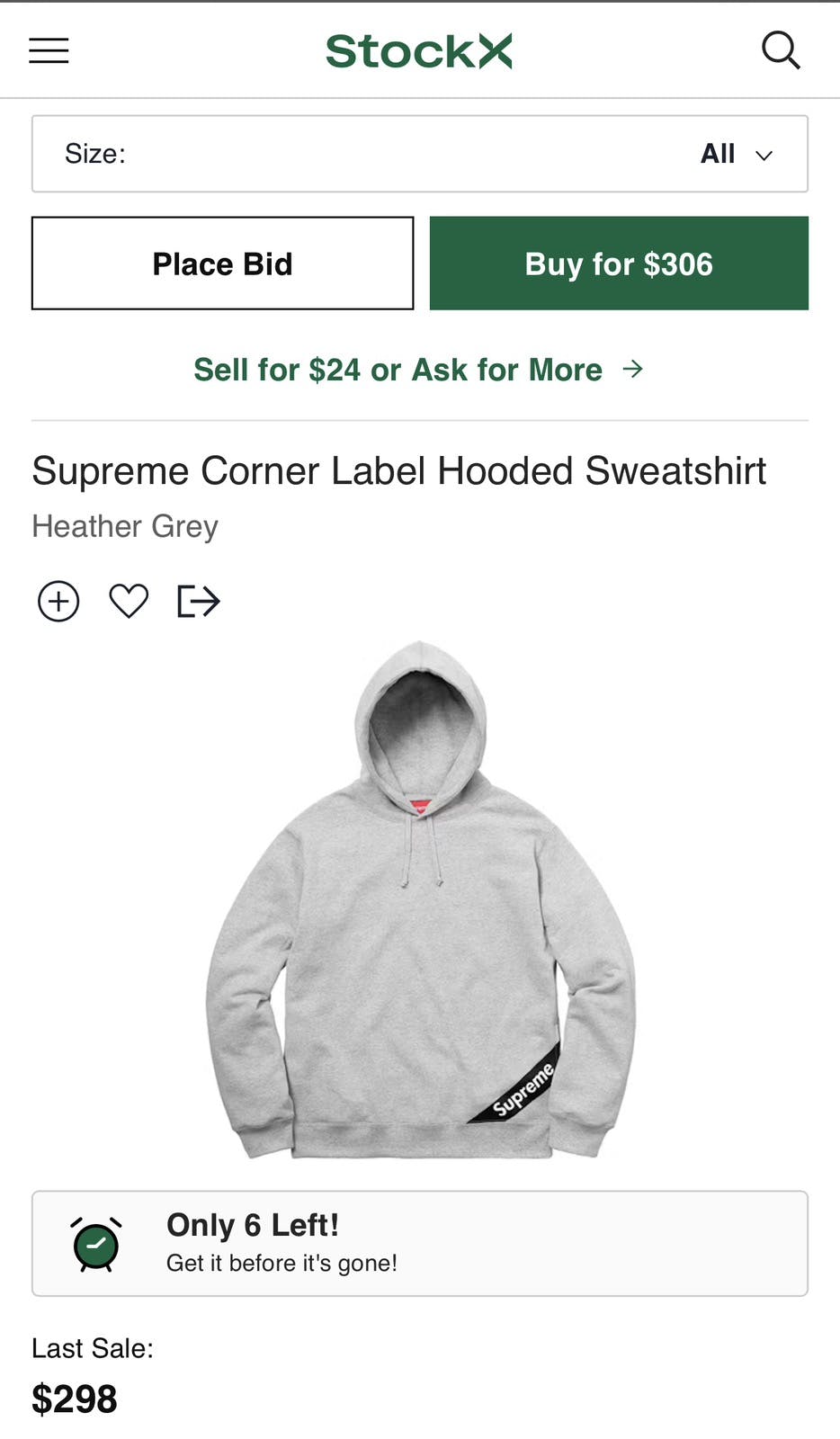 Supreme Corner Label Hooded Sweatshirt SS18