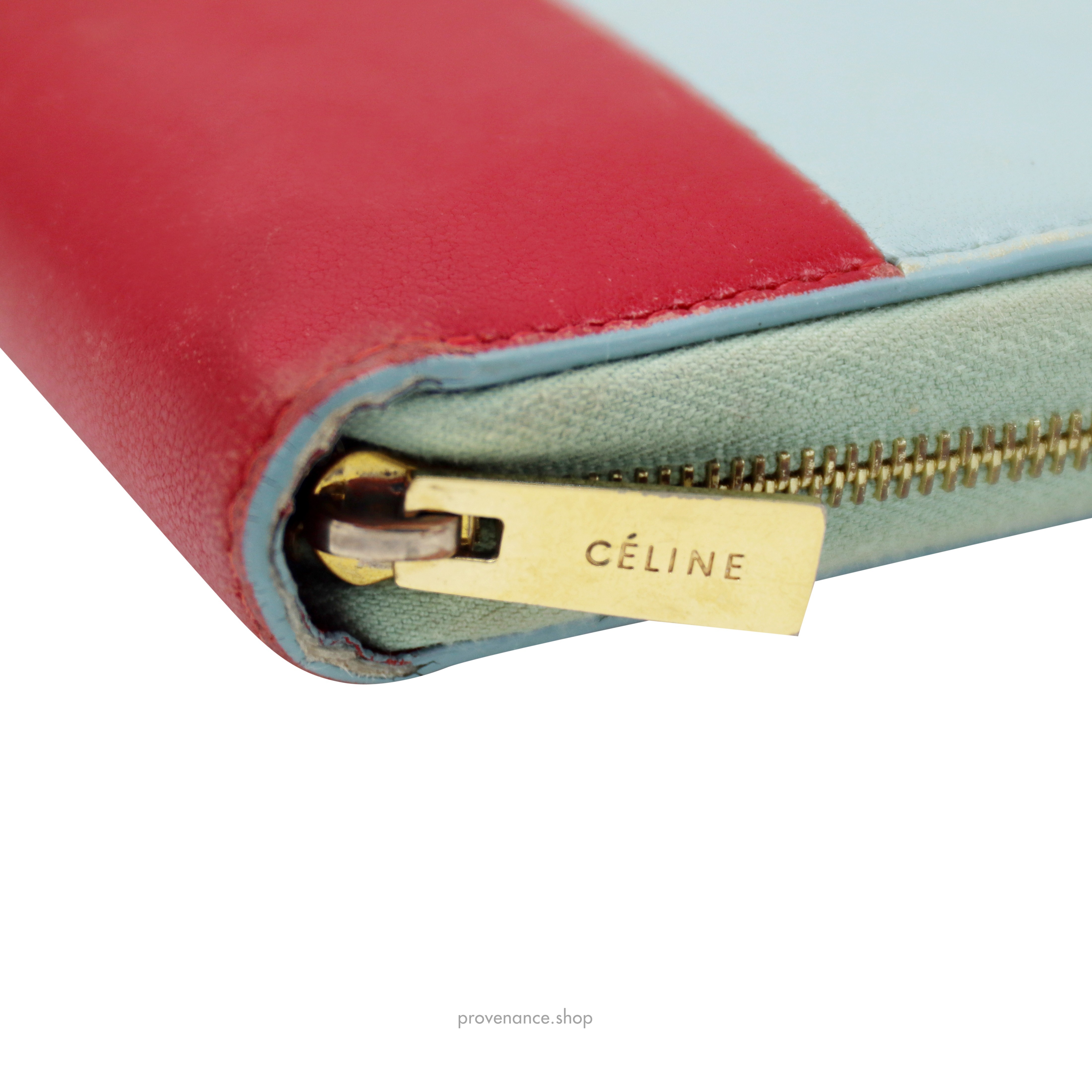 Celine Multifunction Zip Wallet - Sky Blue/Red - 5