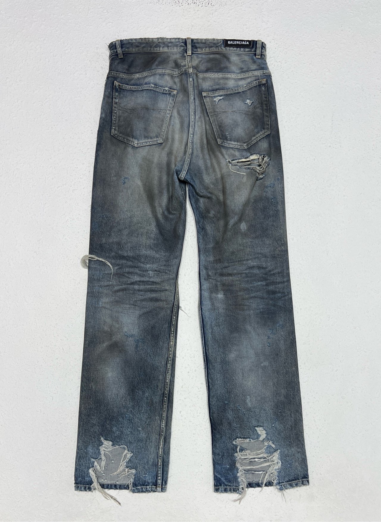 Balenciaga mud-dyed large hole distressed jeans - 2