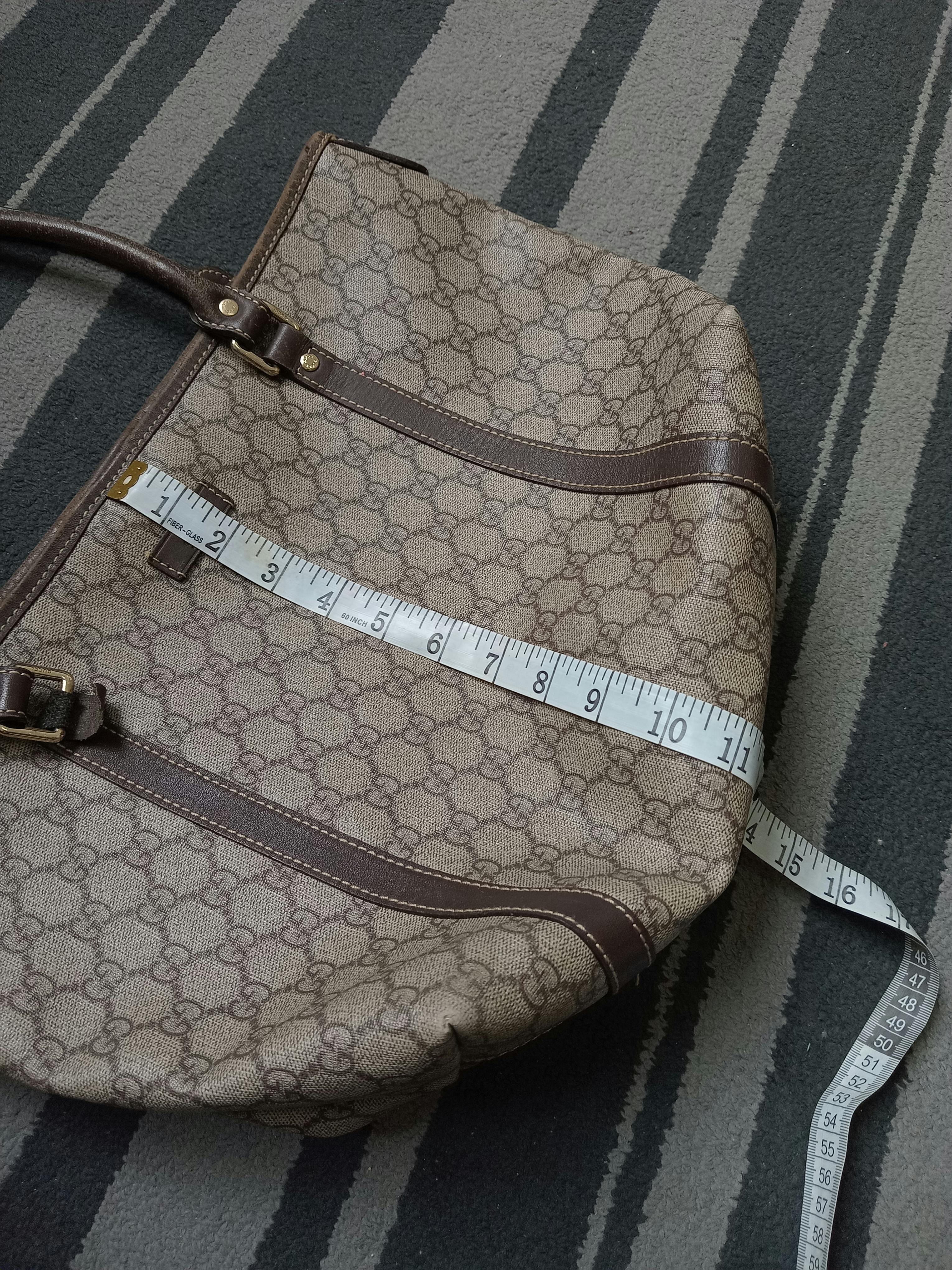 Authentic Gucci GG Canvas Beige Brown Tote Bag - 8