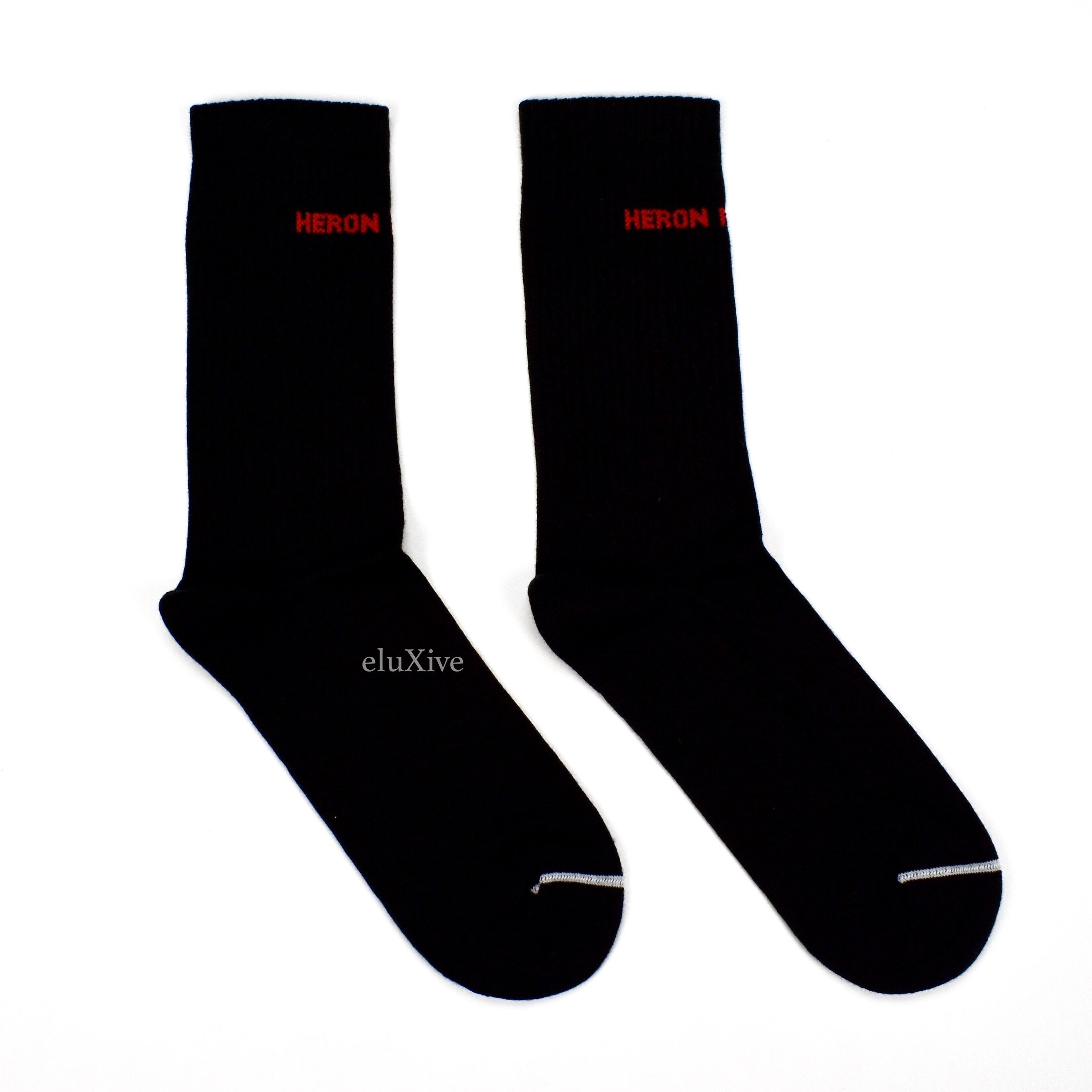 Heron Preston Black Logo Knit Socks M NWT - 4