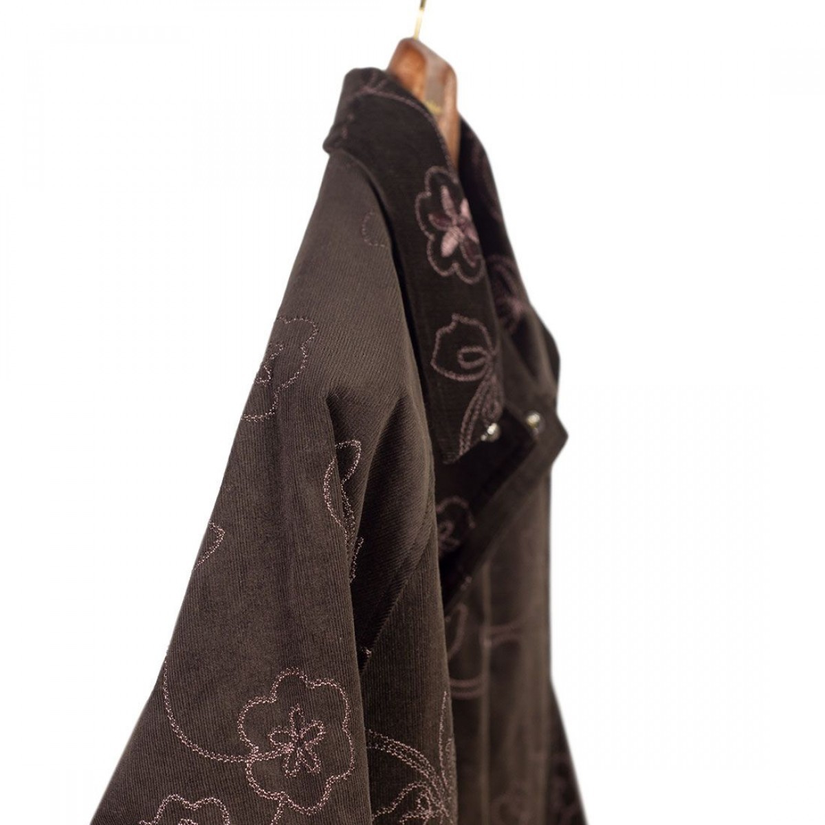 Niche - floral flower corduroy embroidery jacket brown L - 9