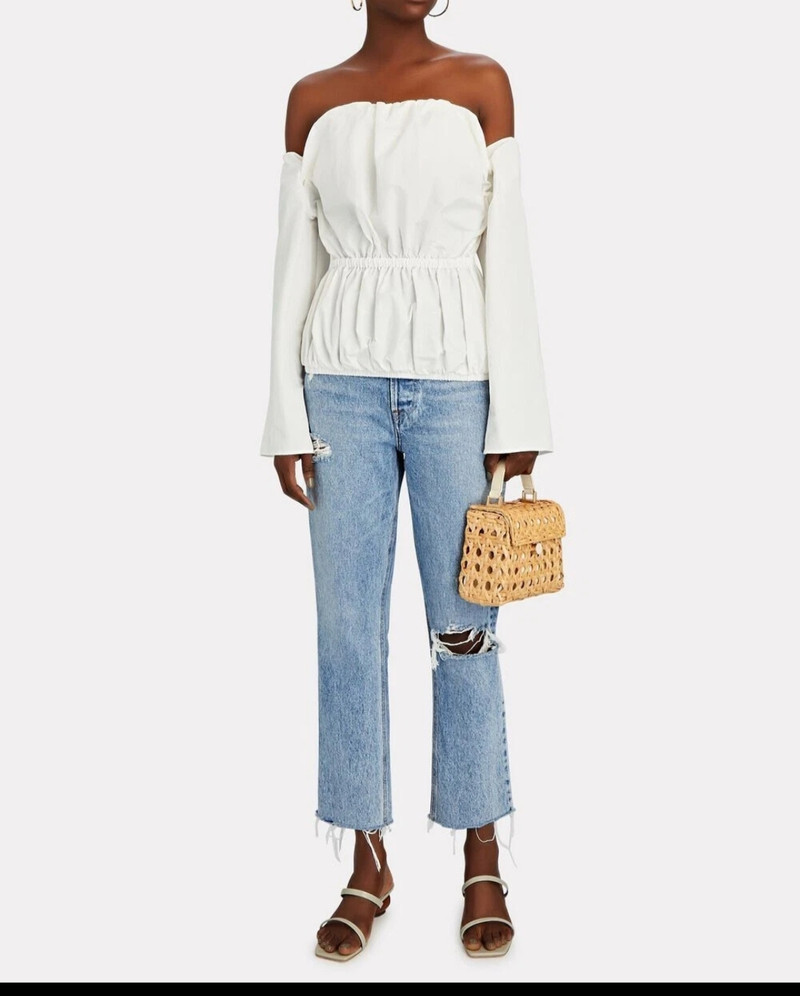 Christopher Esber Natural puff Sleeve Apron tie top - 1