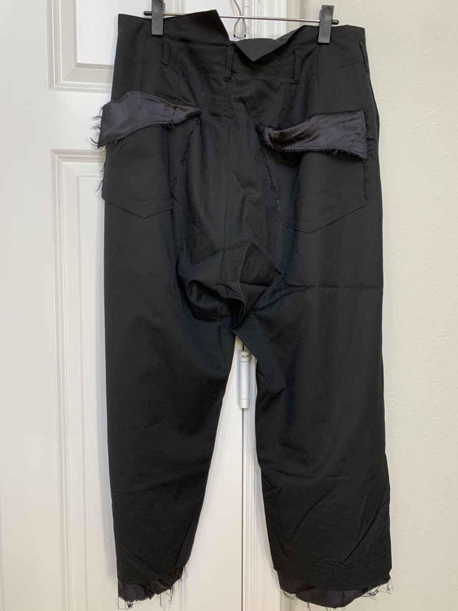 Sulvam - Black wool wide cropped pants XL - 2