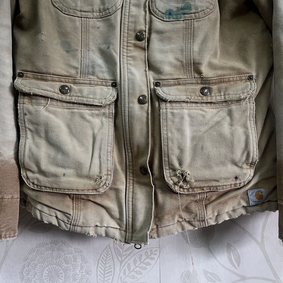 Vintage - Carhartt Blanket Jacket Distressed Workers Denim Jacket - 9