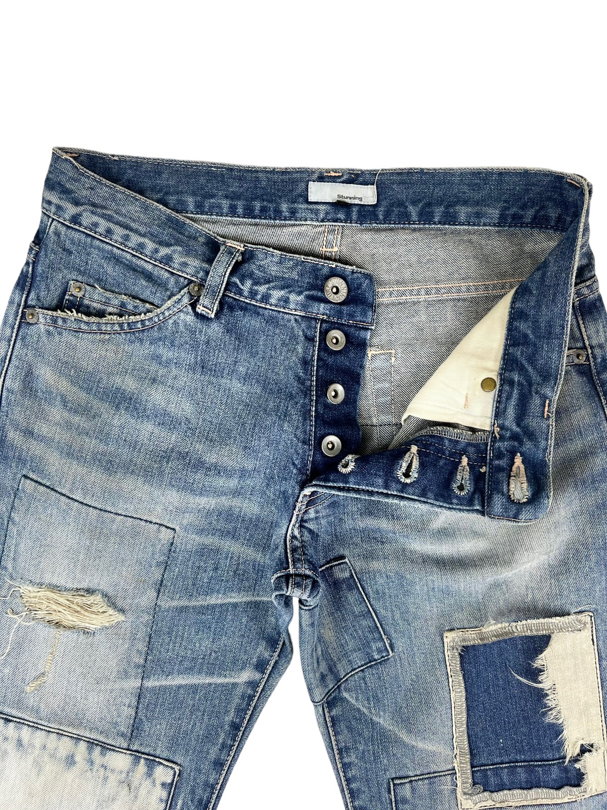 Distressed Denim - Patchwork Distressed Stunning Lure, Trashed Ripped Jeans - 13