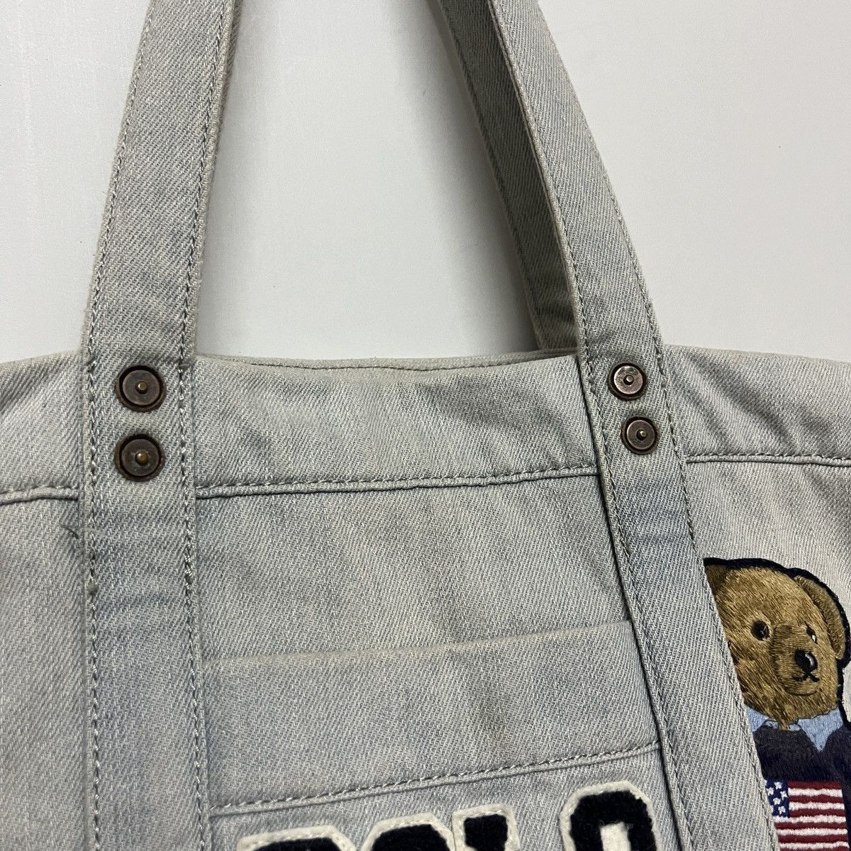 Polo Ralph Lauren Bear Rare Tote Bag Hard Cotton - 4