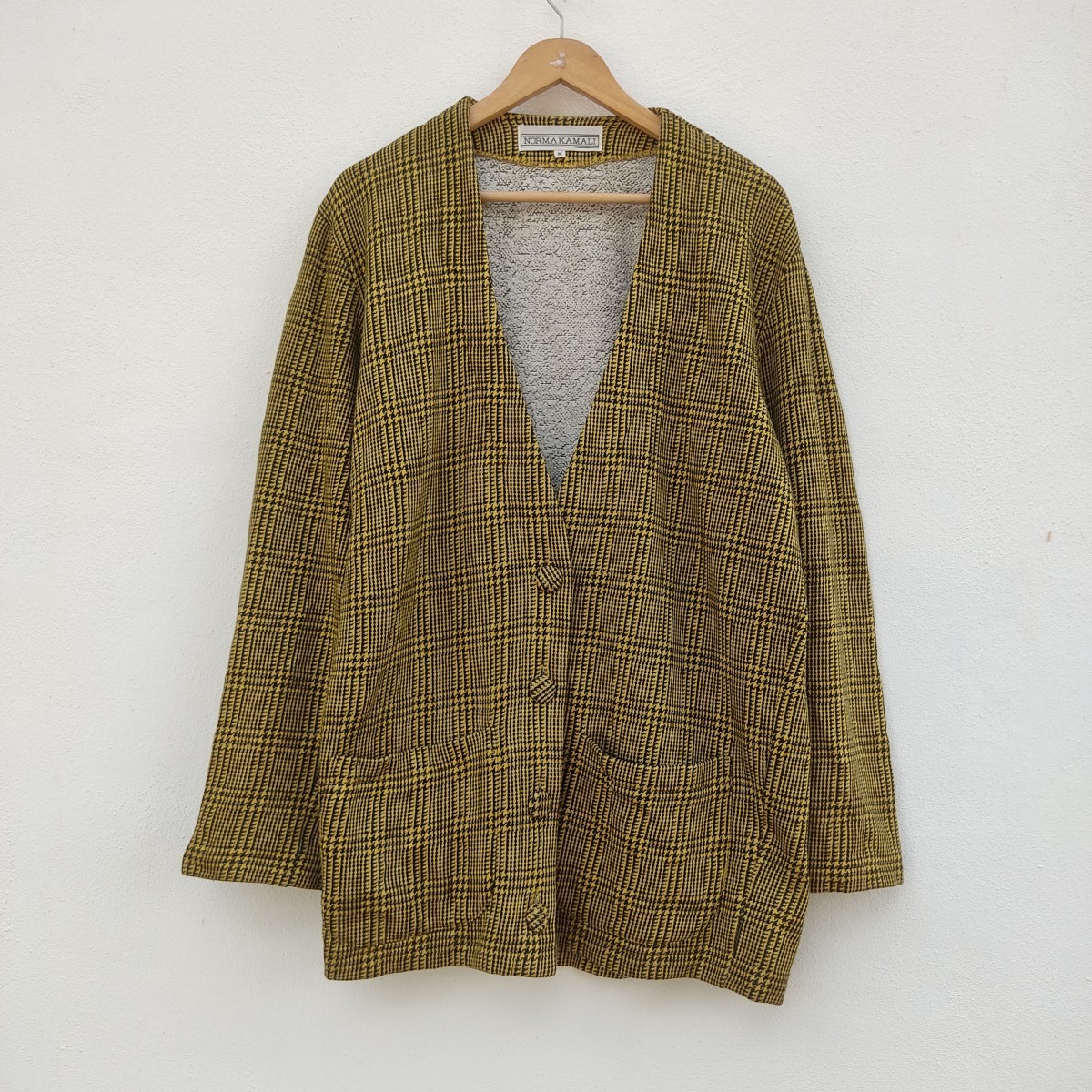 American Apparel - Norma Kamali Checker Vintage 90s Cardigan Blazer Jacket - 1