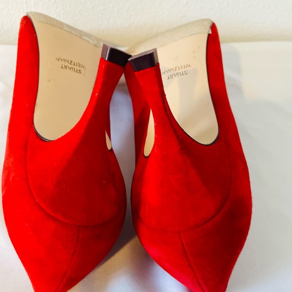 Stuart Weitzman lipstick Red Suede heels - 4