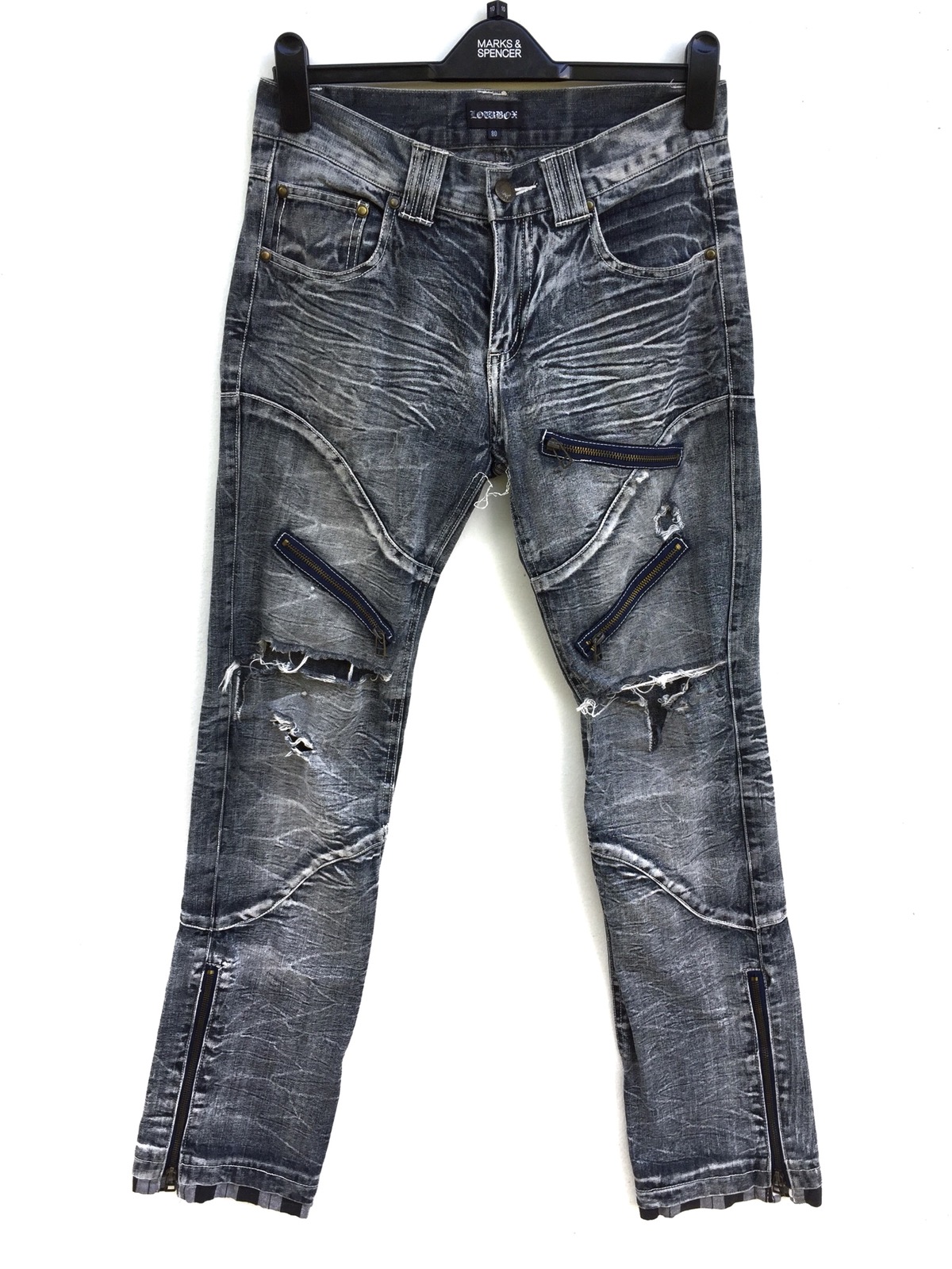 Distressed Denim - Japanese Brand Lowbox Distressed Jeans Number Nine Style