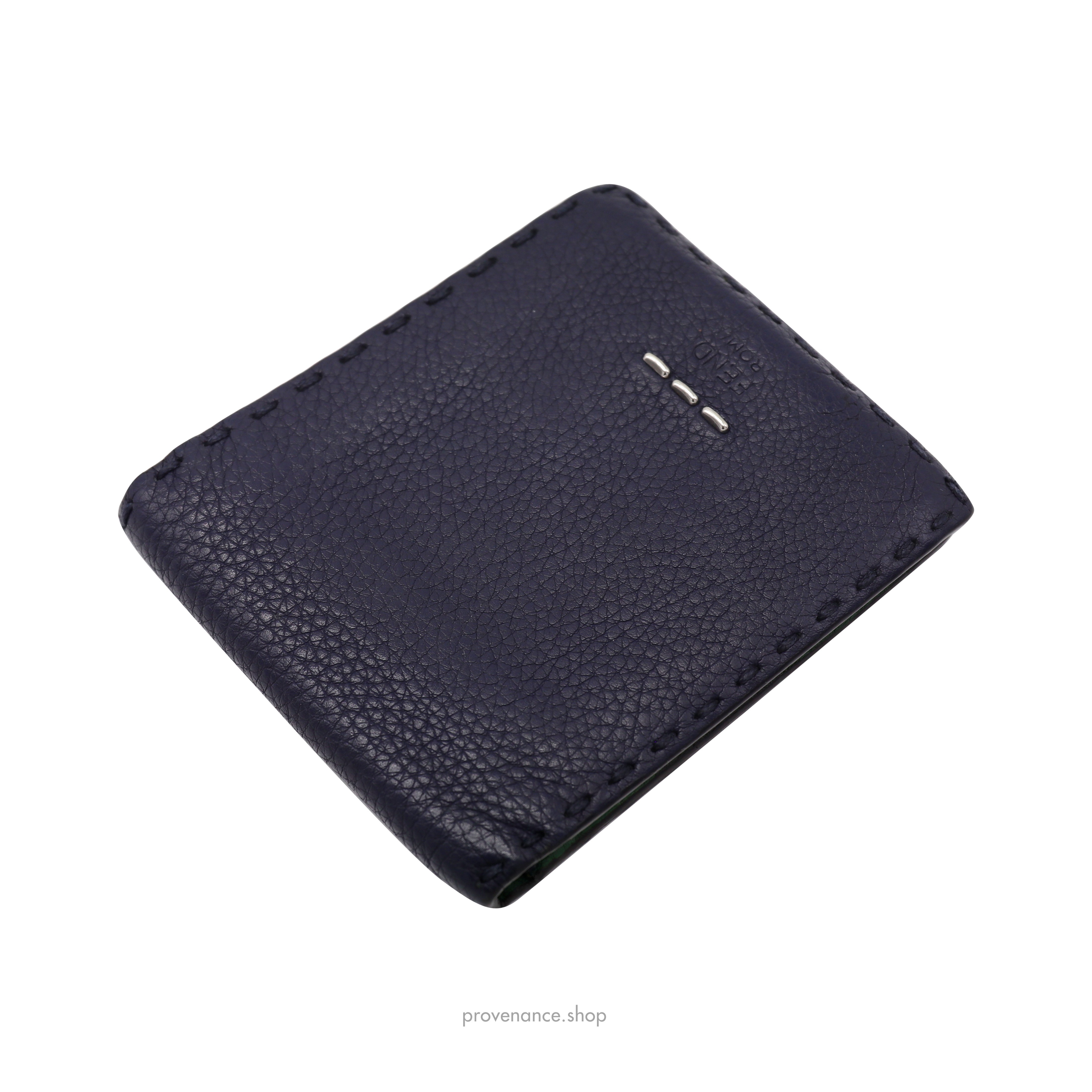 Fendi Selleria Horizontal Wallet - Navy Roman Leather - 3