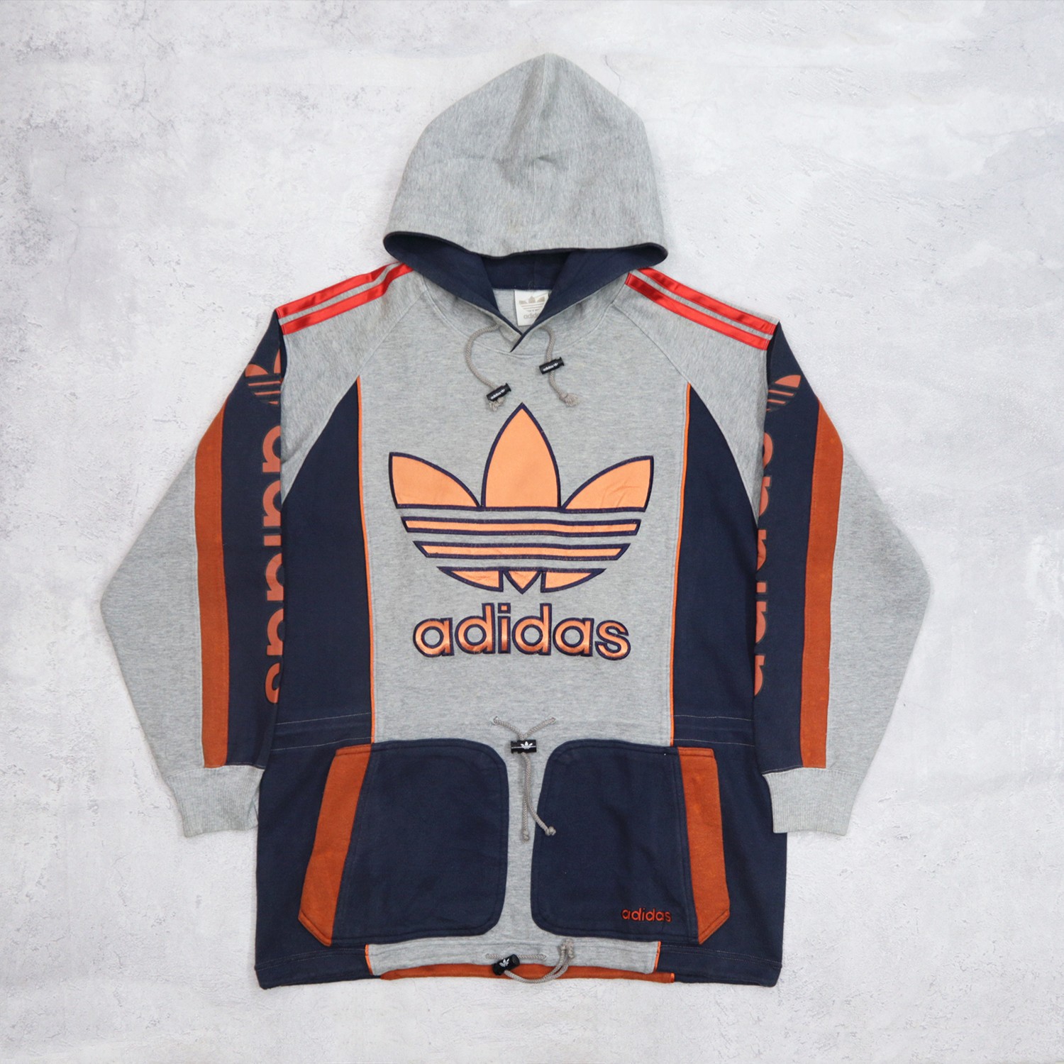 Vintage 90s ADIDAS Japan Descente Big Logo Embroidered Multi Color Block Sweater Sweatshirt Hoodie - 1