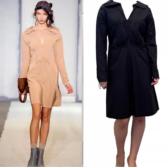 Vintage Marni Runway SS 2009 Pleated Shirt Dress Black - 1