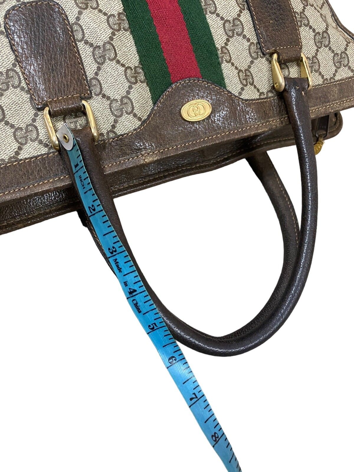 Vtg🔥Authentic Gucci GG Canvas Web Sherry Line Handbag - 22