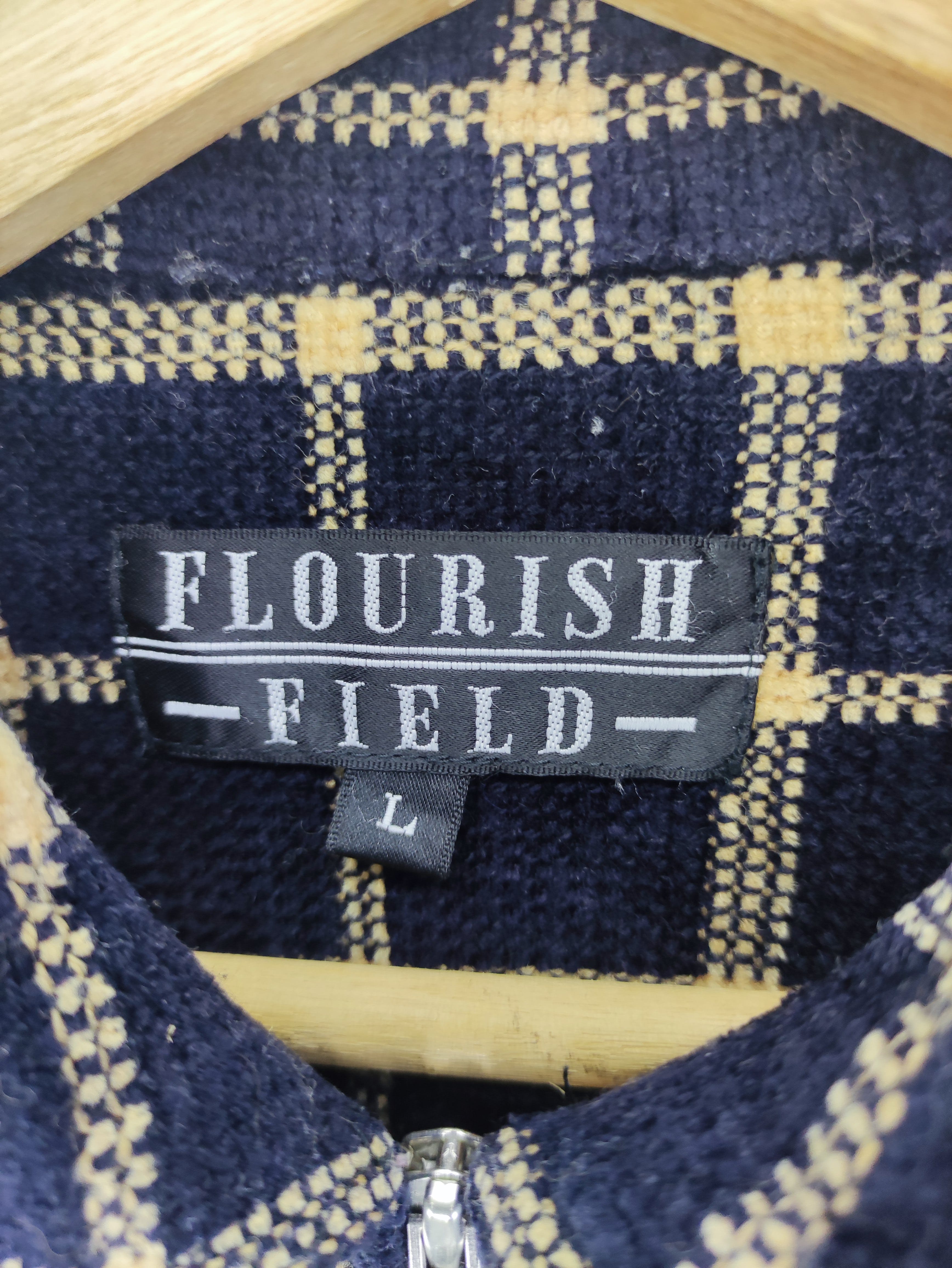 Vintage Flourish Field Jacket Checkered Zipper - 3