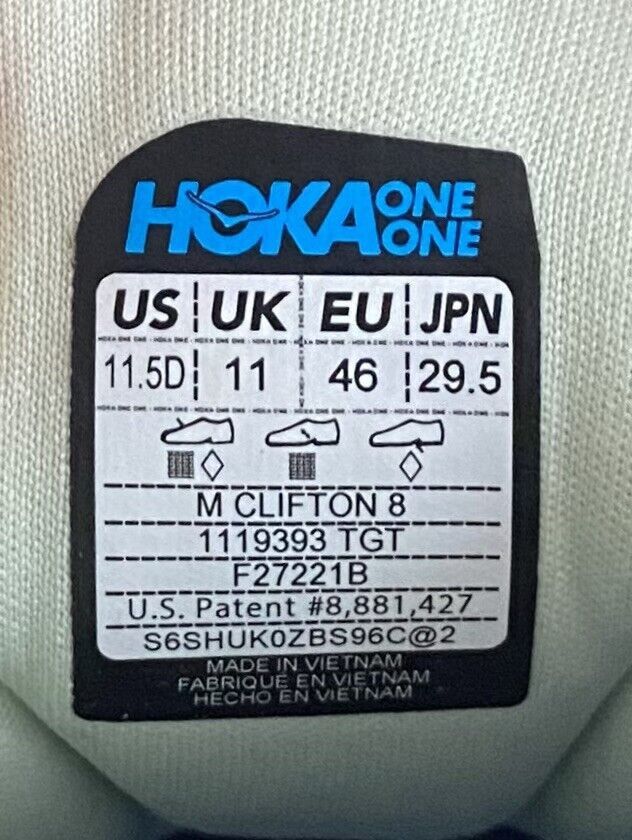 Outdoor Life - Hoka One One Clifton 8 Men's US 11.5D 1119393 TGT - 7