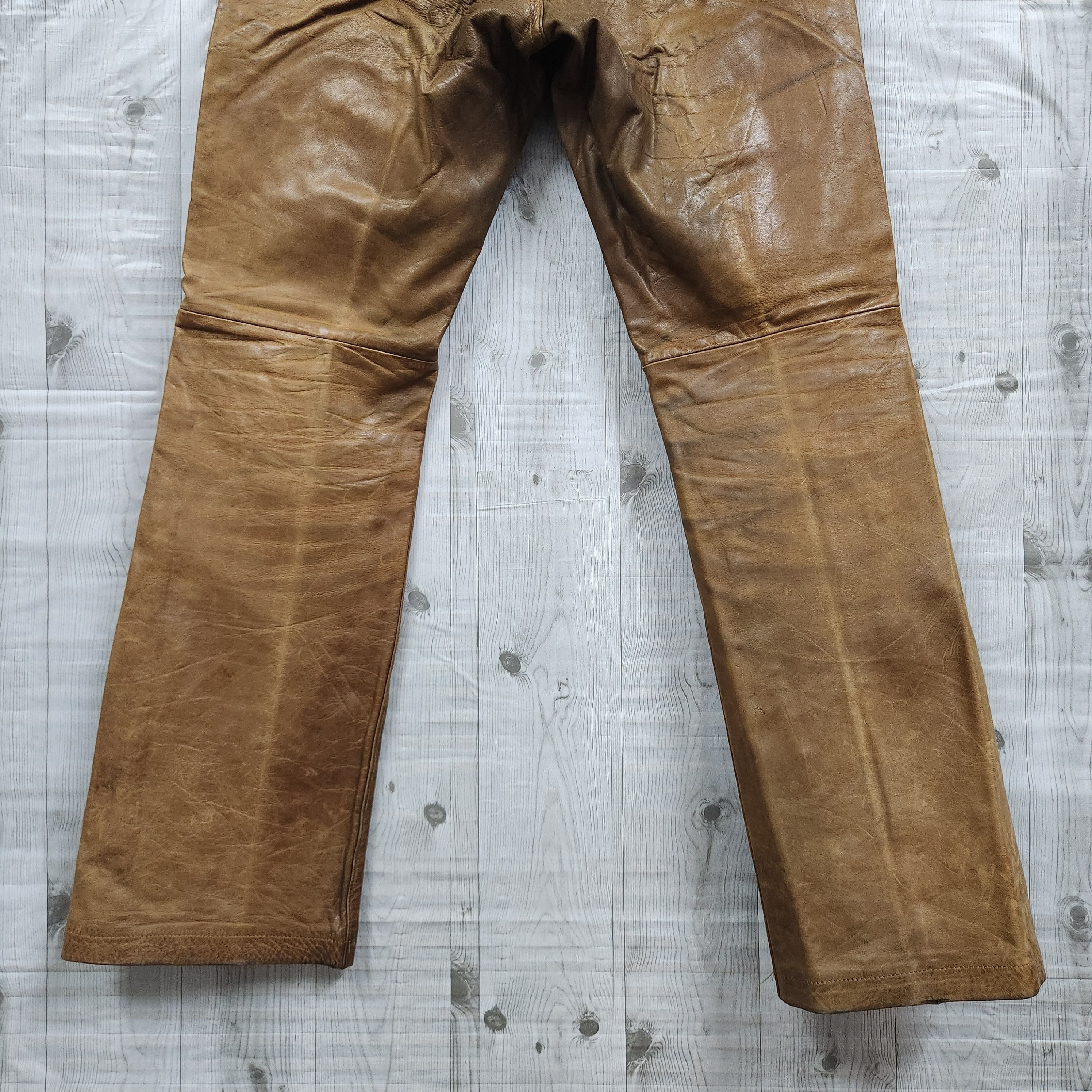 Genuine Leather - Vintage 5351 Pour Les Hommes Genuine Cow Leather Pants Japan - 12