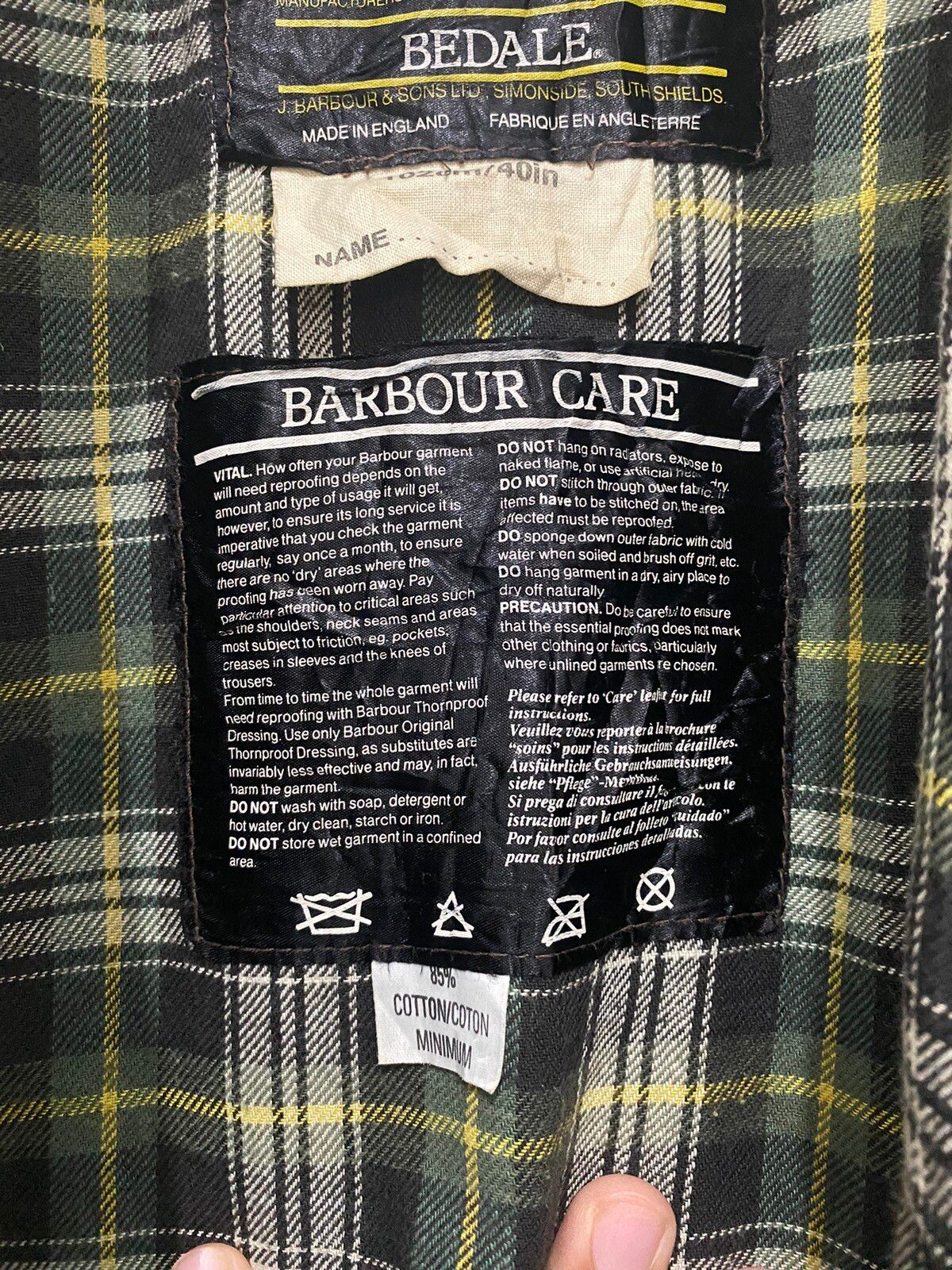 Barbour Bedale Waxed Cotton Jacket Made England - 11