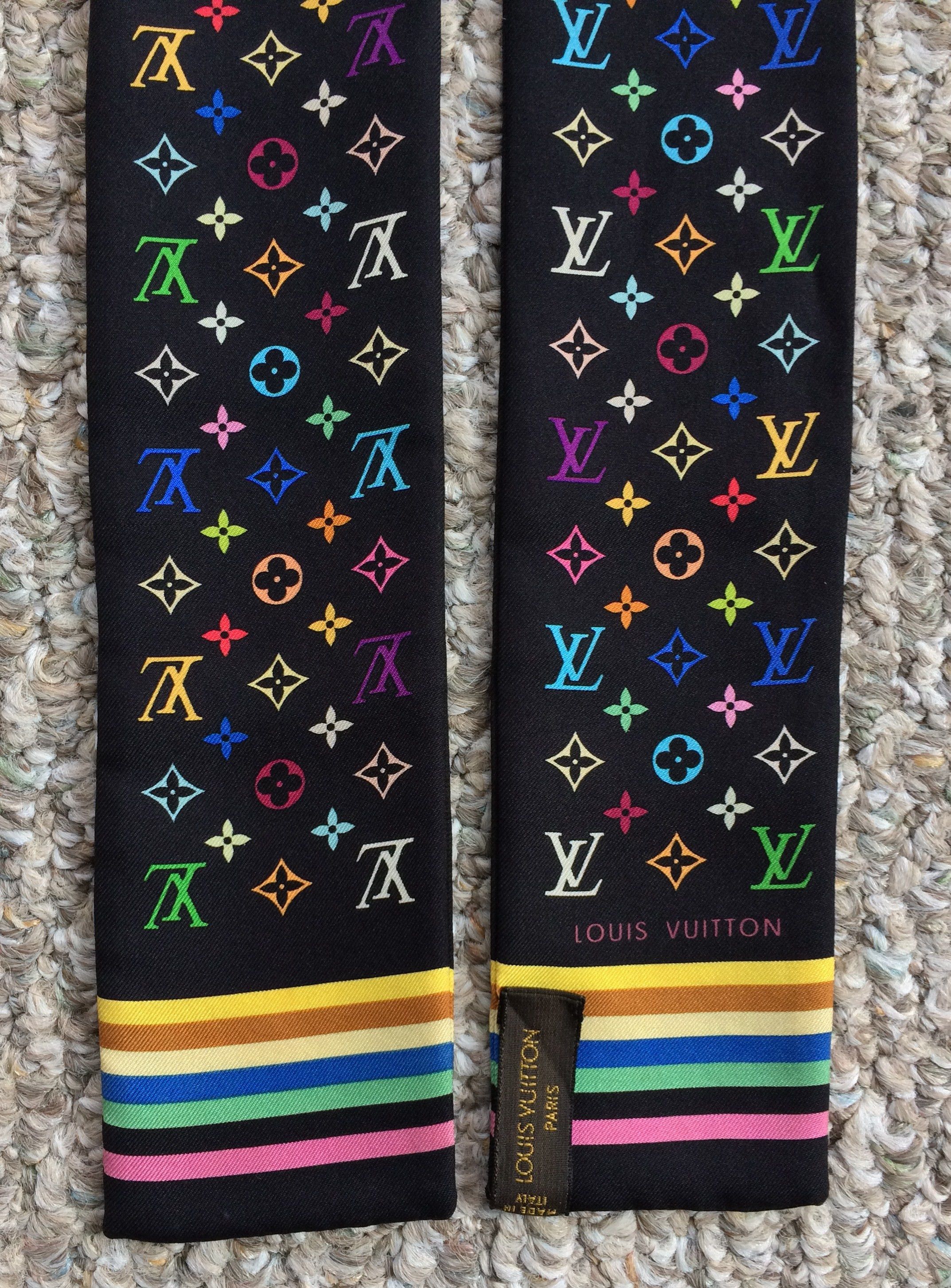 NEW S/S 2003 Vuitton Murakami Multicolor Monogram Scarf - 5