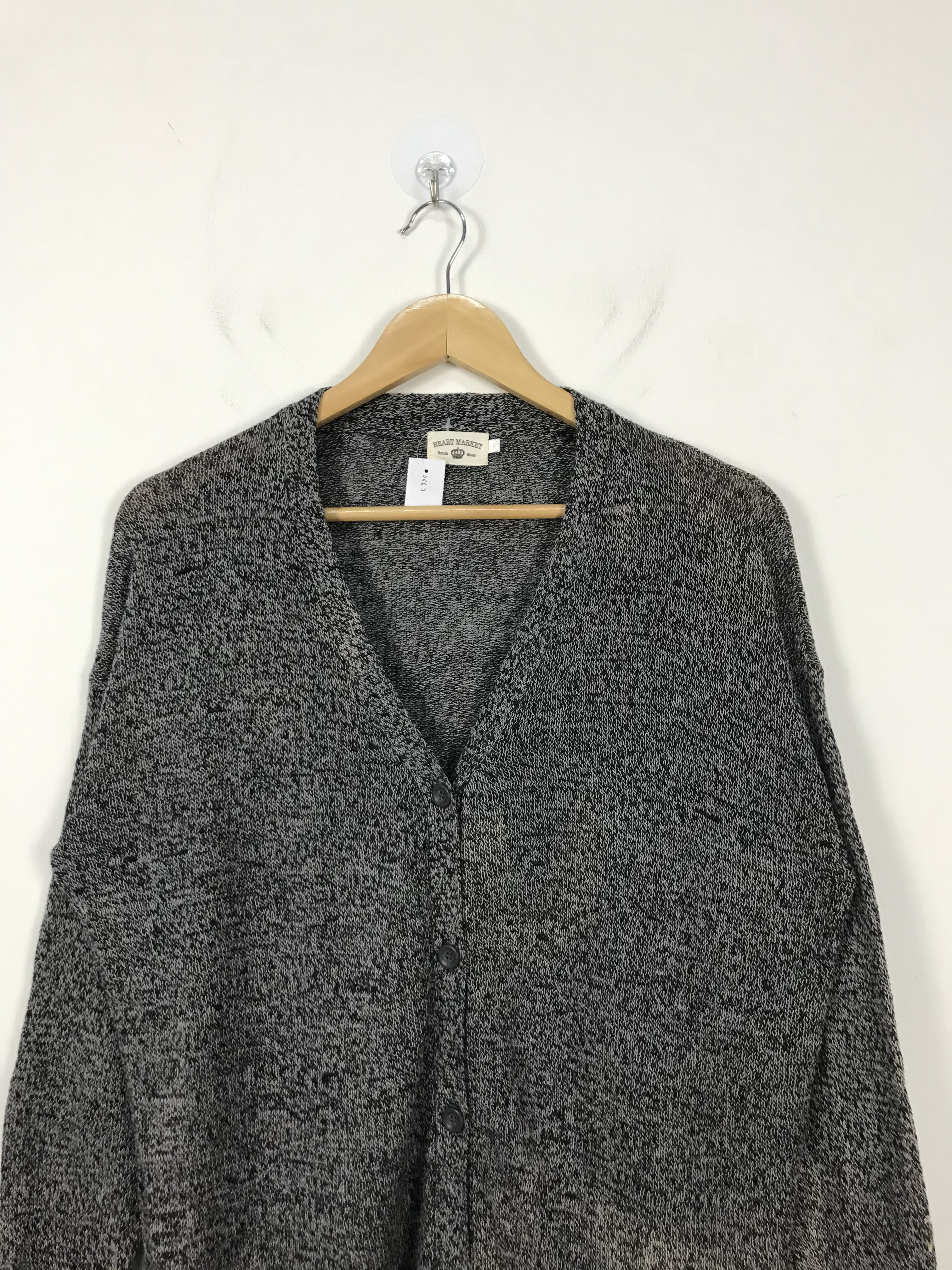 Cardigan - Heart Market Smile Wear Grey Knit Cardigan #2667 - 2