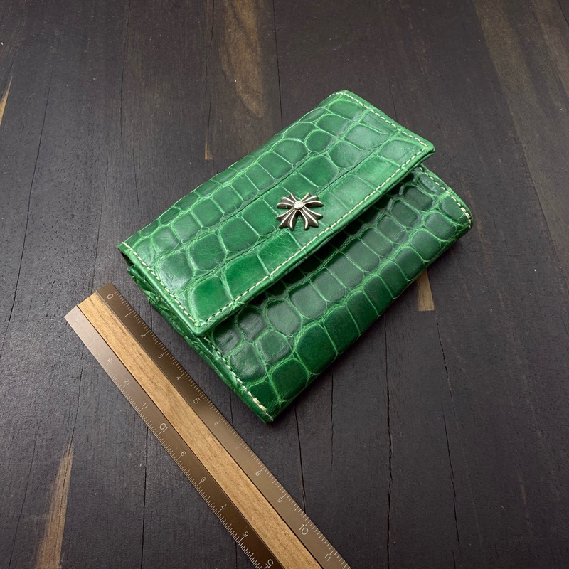 SAINTLAURENT CHROME HEARTS マネークリップクロコダイル Chrome Hearts Chrome Hearts Green Crocodile Card Holder