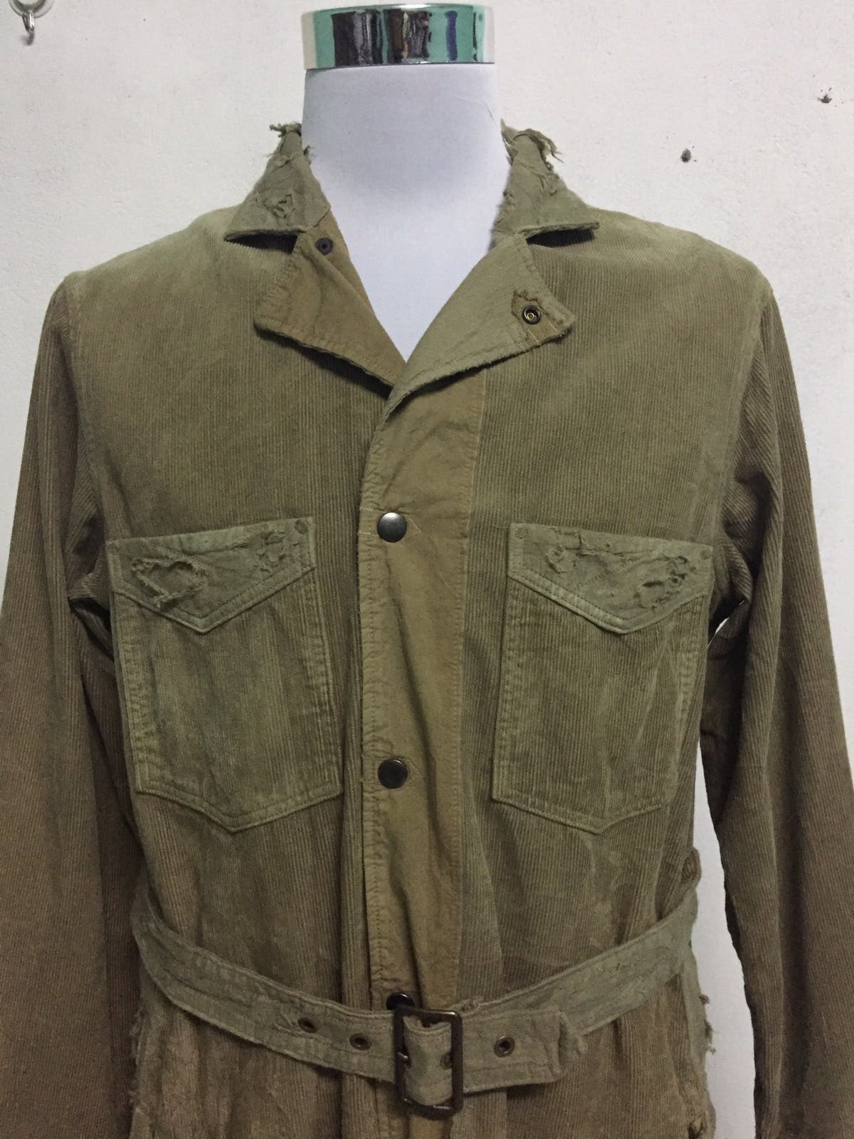 RAREST Kapital Corduroy Distress Long Jacket Military Style - 2