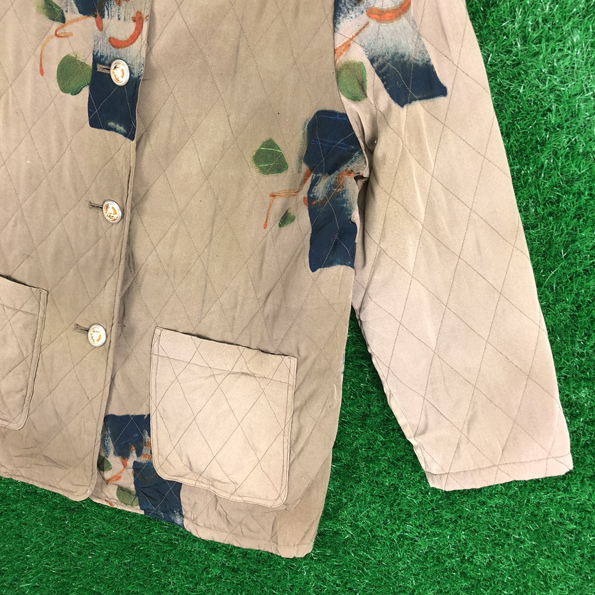 Vintage - Vintage 90's Quilted Silk Cardigan Jacket - 3