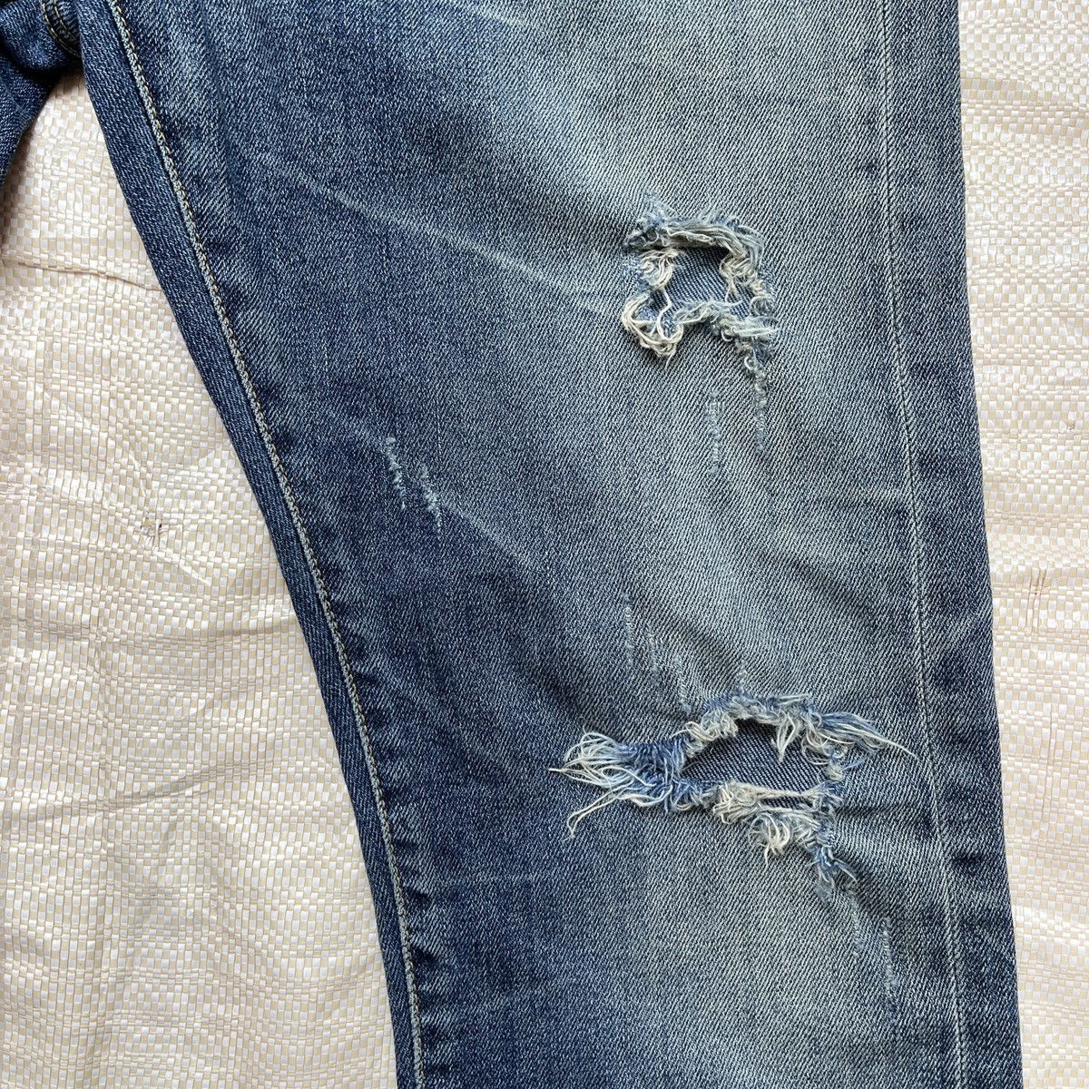 Distressed Denim - Ripped Black Label Denim Jeans With Patches At Pocket - 13